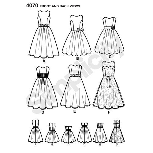 Simplicity 4070 Womens Full Skirt Dress Strapless or Sleeveless Prom Formal Out Of Print Sewing Pattern Sizes 6 - 14 or 12 - 20 UNCUT Factory Folded