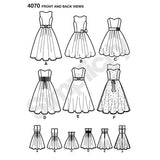 Simplicity 4070 Womens Full Skirt Dress Strapless or Sleeveless Prom Formal Out Of Print Sewing Pattern Sizes 6 - 14 or 12 - 20 UNCUT Factory Folded
