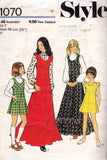 Style 1070 Girl's Dress Maxi & Blouse 1970s Vintage Sewing Pattern Size 7