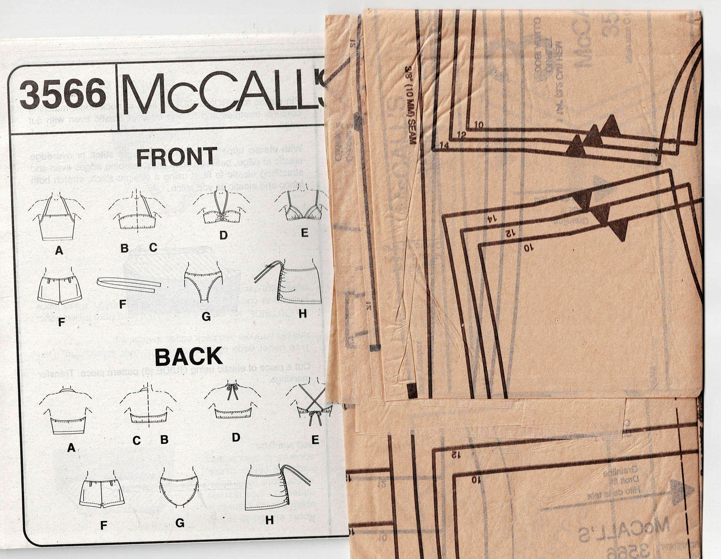 McCall's 3566 Womens Stretch Tankini Shorts Swimsuit & Mini Wrap Skirt Out Of Print Sewing Pattern Size 8 - 12 or 10 - 14 UNCUT Factory Folded