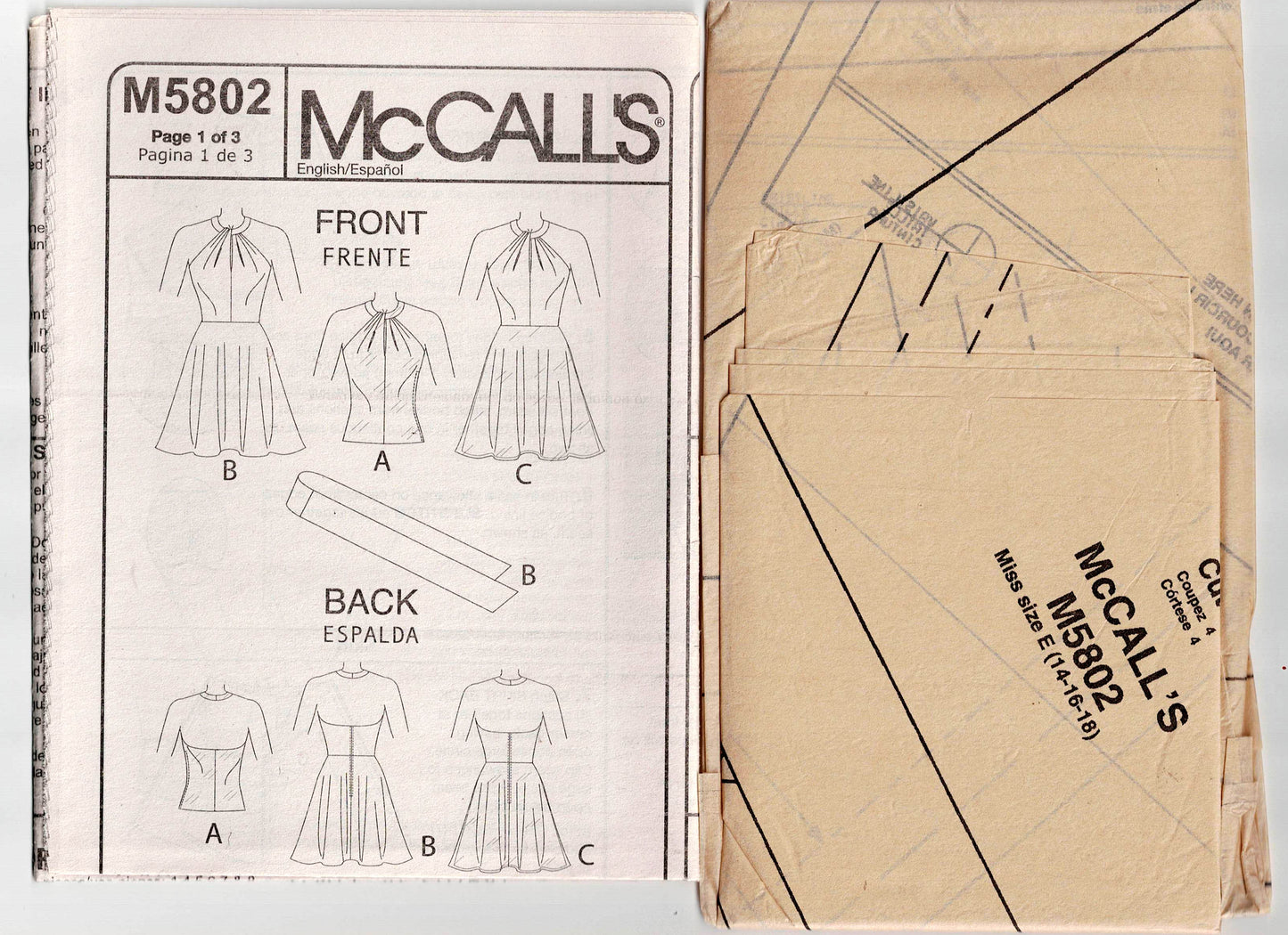 McCall's 5802 HILARY DUFF Womens Twist Neck Top & Dress Out Of Print Sewing Pattern Size 14 - 18 UNCUT Factory Folded