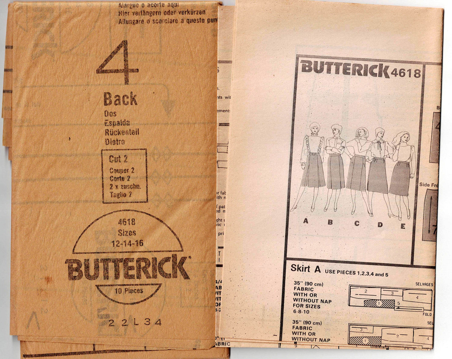 Butterick 4618 Womens Classic A Line Skirts 1980s Vintage Sewing Pattern Size 12 - 16 UNCUT Factory Folded