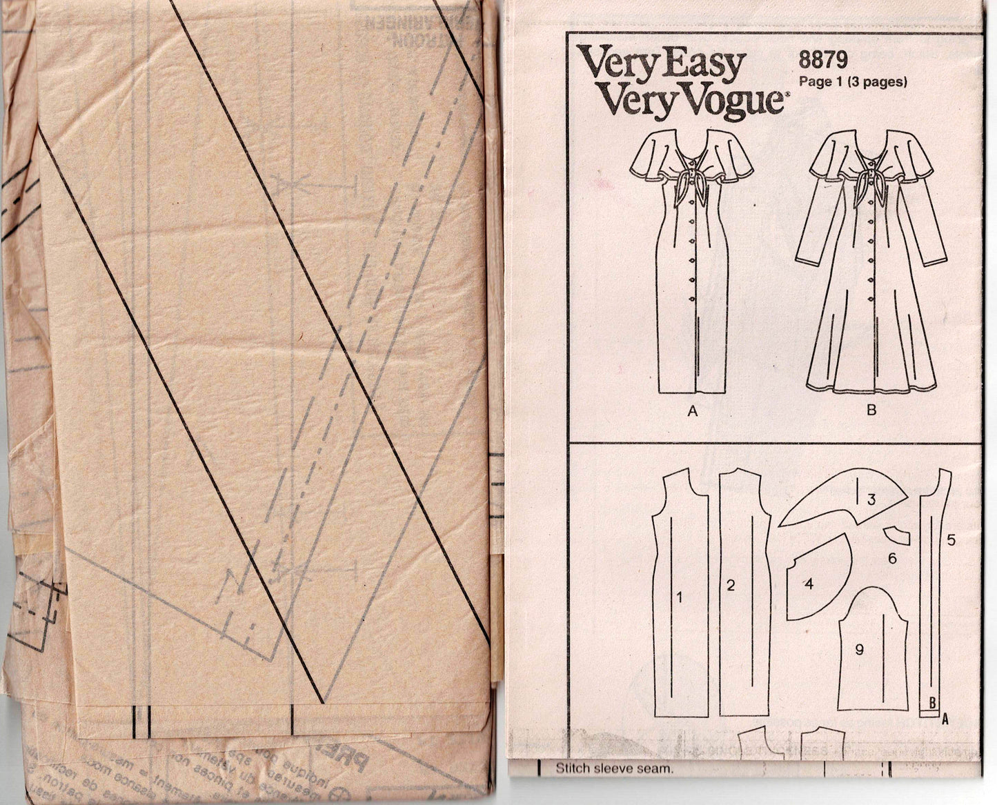 Vogue Sport 8879 EASY Womens Dress with Attached Capelet 1990s Vintage Sewing Pattern Size 12 - 16 UNCUT Factory Folded