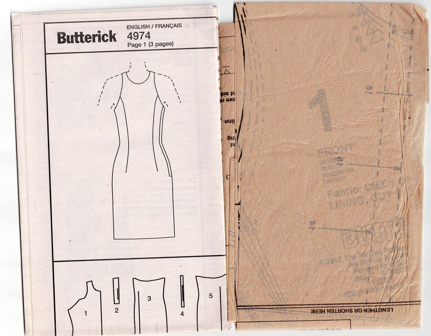 Patrón de costura de vestido de tubo con cuello halter y ribete de aro para mujer Butterick 4974 MUSE, agotado, talla 14-20, sin cortar, doblado de fábrica