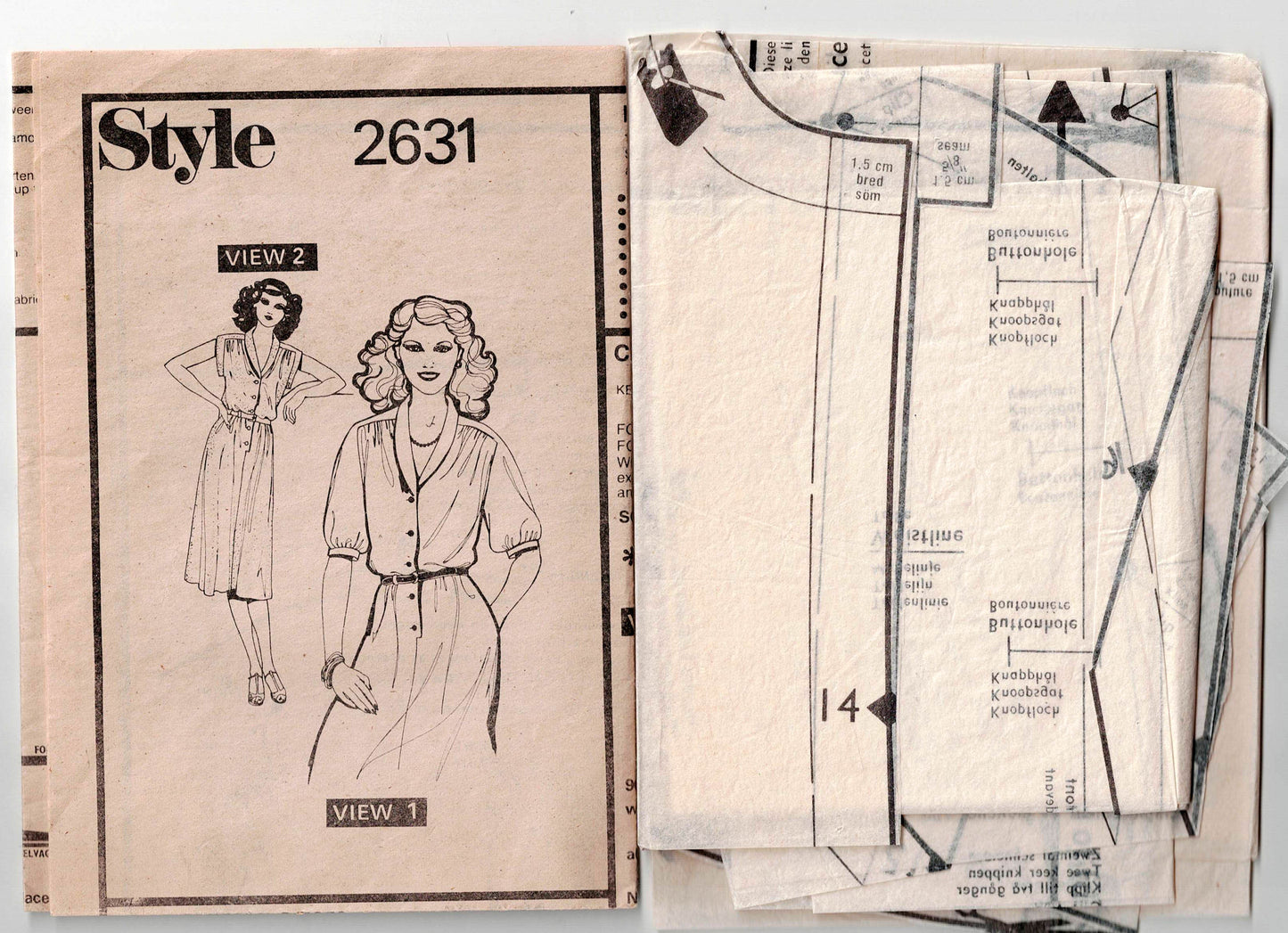 Style 2631 Womens Easy Fit & Flared Shirtdress 1970s Vintage Sewing Pattern Size 12 Bust 34 inches