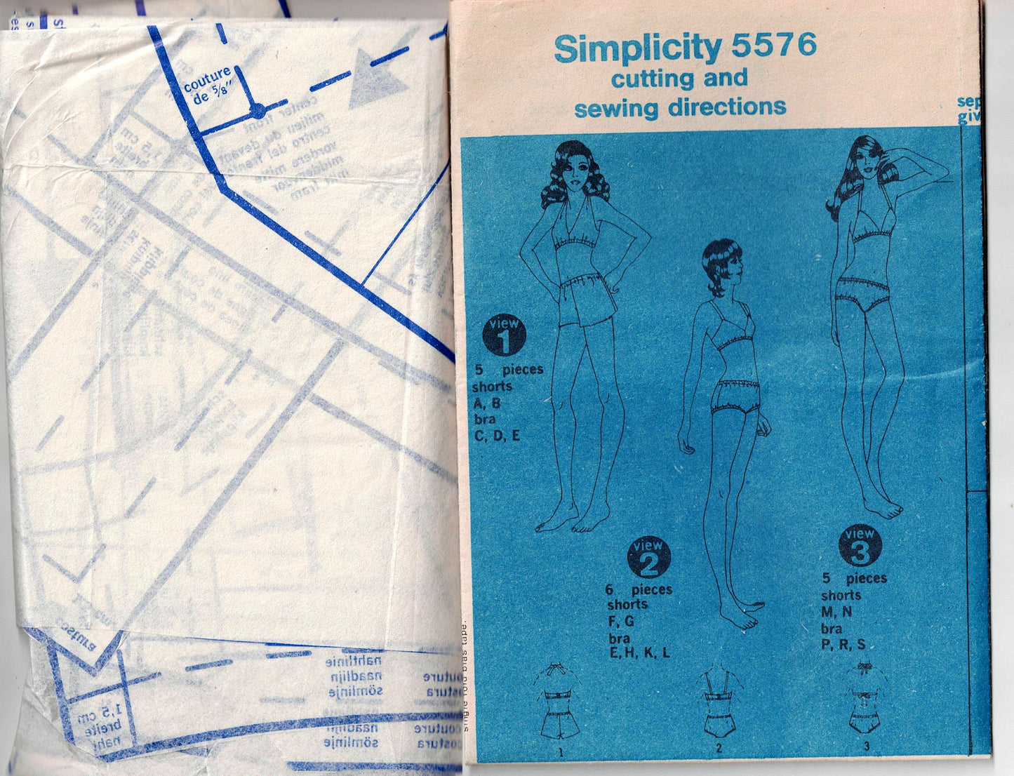 Simplicity 5576 Womens Every-Body Retro Bikinis 1970s Vintage Sewing Pattern Size MEDIUM 12 - 14