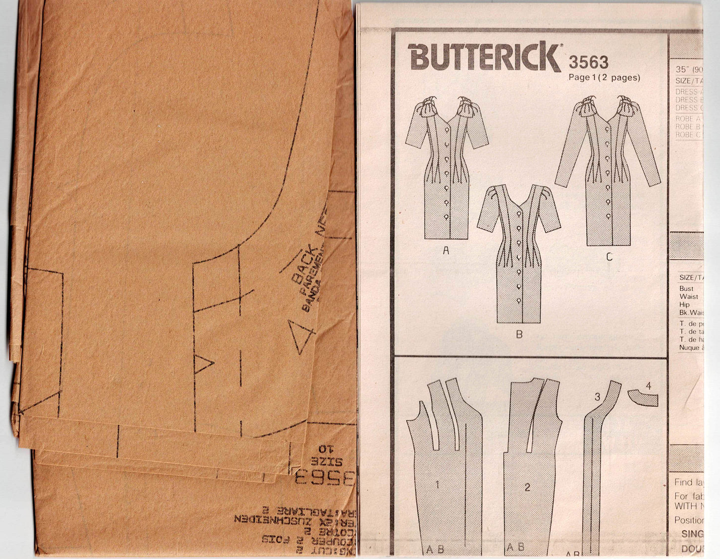 Butterick 3563 Womens Pleated Evening Sheath Dress 1980s Vintage Sewing Pattern Size 10 Bust 32.5 inches UNCUT Factory Folded