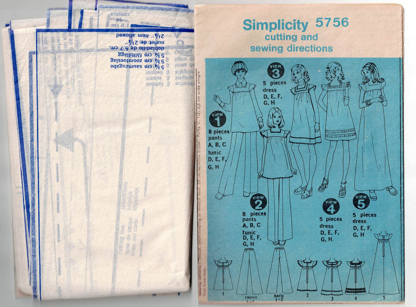 Simplicity 5756 Womens Retro Maternity Dress Tunic & Pants 1970s Vintage Sewing Pattern Size 12 Bust 32.5 inches