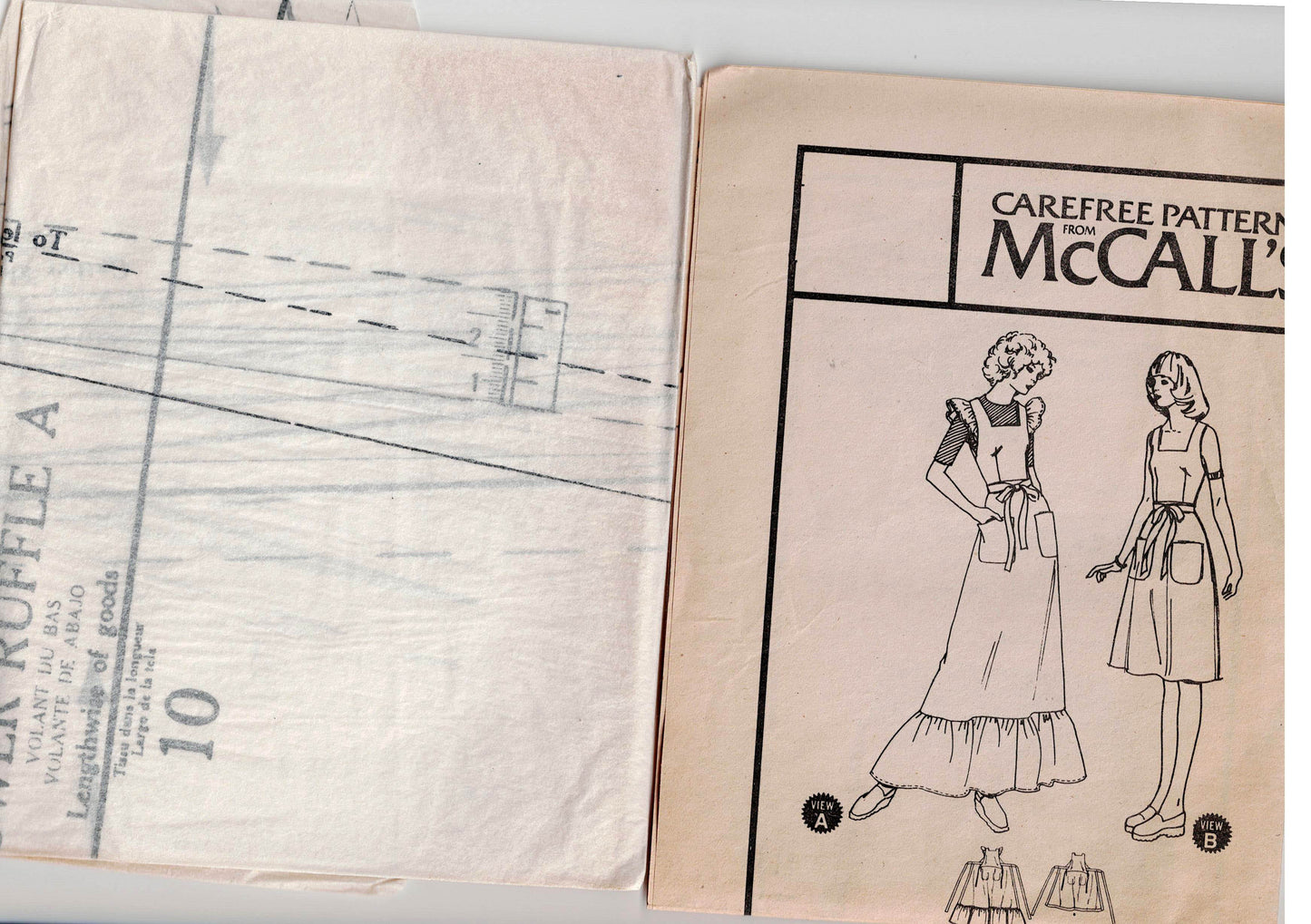 McCall's 4556 Womens Ruffled Tie On Apron Maxi Wrap Dress 1970s Vintage Sewing Pattern Size 10 Bust 32.5 Inches