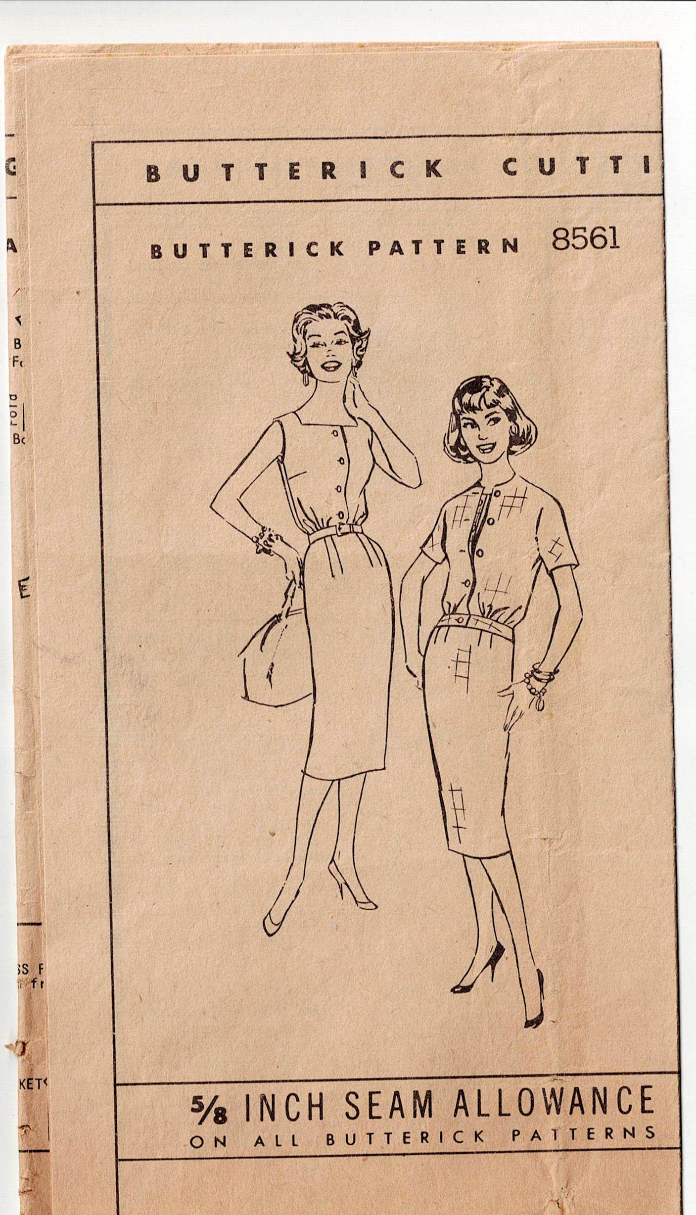 Butterick 8561 Womens Bloused Sheath Dress & Jacket 1950s Vintage Sewing Pattern Size 16 Bust 36 inches