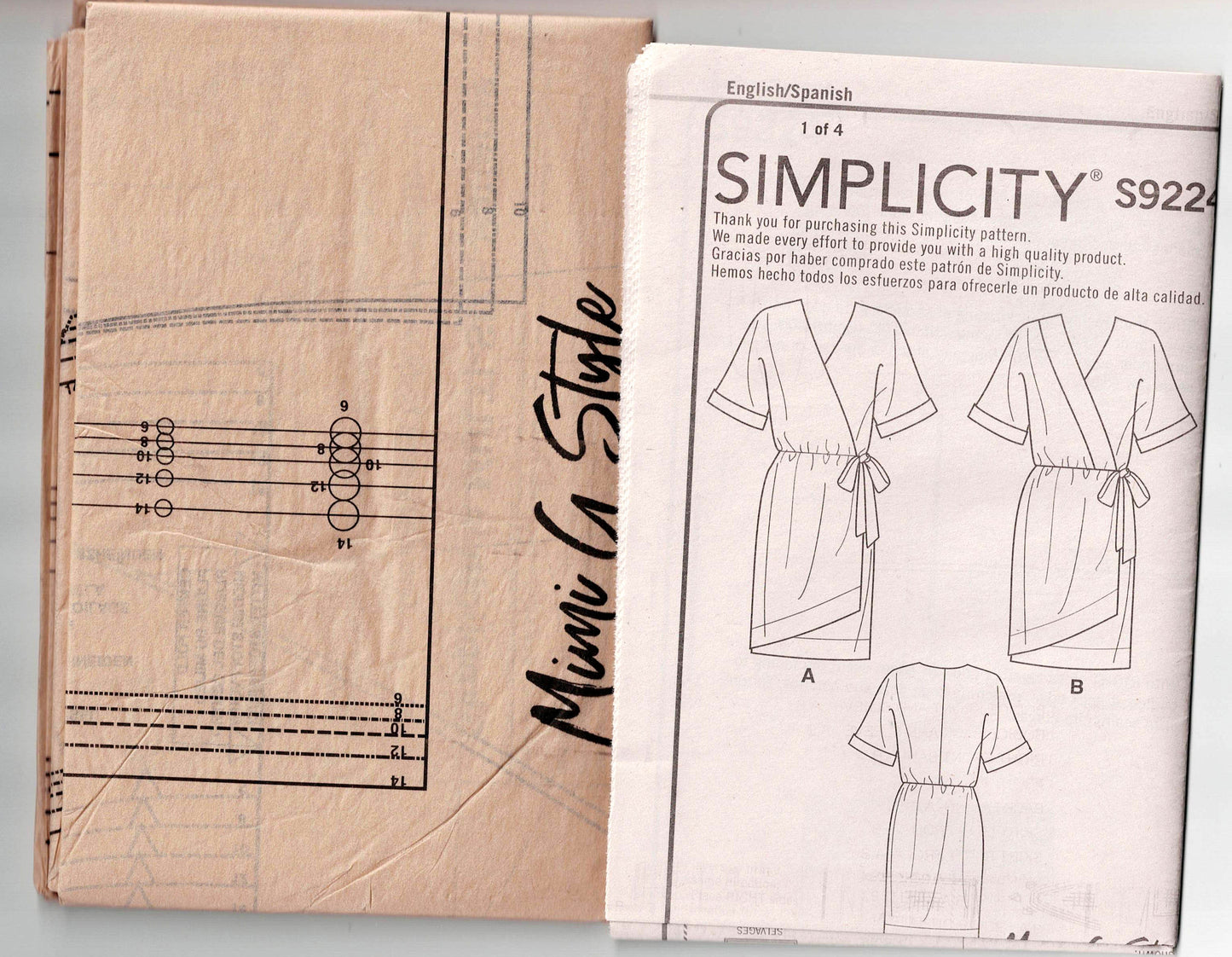 Simplicity 9224 MIMI G STYLE Womens Kimono Style Wrap Dress Sewing Pattern Size 6 - 14 UNCUT Factory Folded