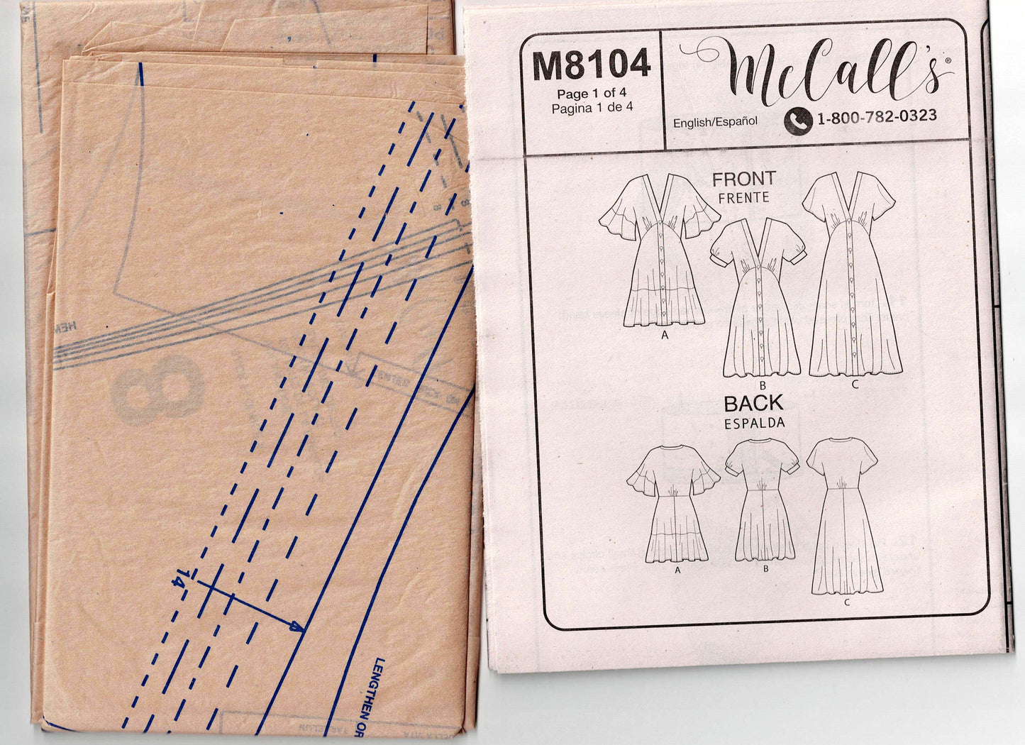 McCall's M8104 #DawnMcCalls Womens Curved Bodice Button Through Dress Sewing Pattern Sizes 6 - 14 UNCUT Factory Folded