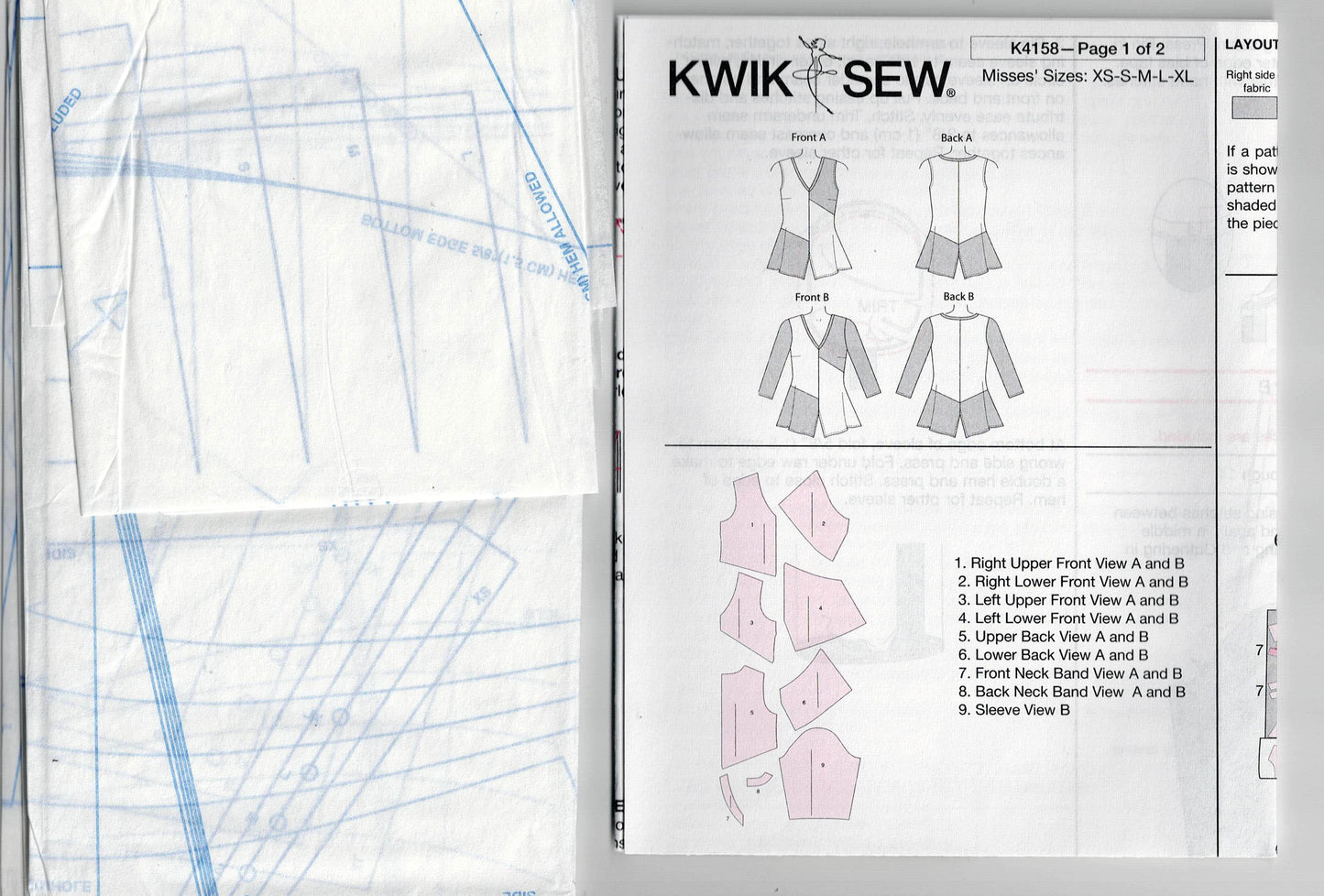 Kwik Sew 4158 Womens Colour Block Pullover Tops Out Of Print Sewing Pattern Size XS - XL UNCUT Factory Folded