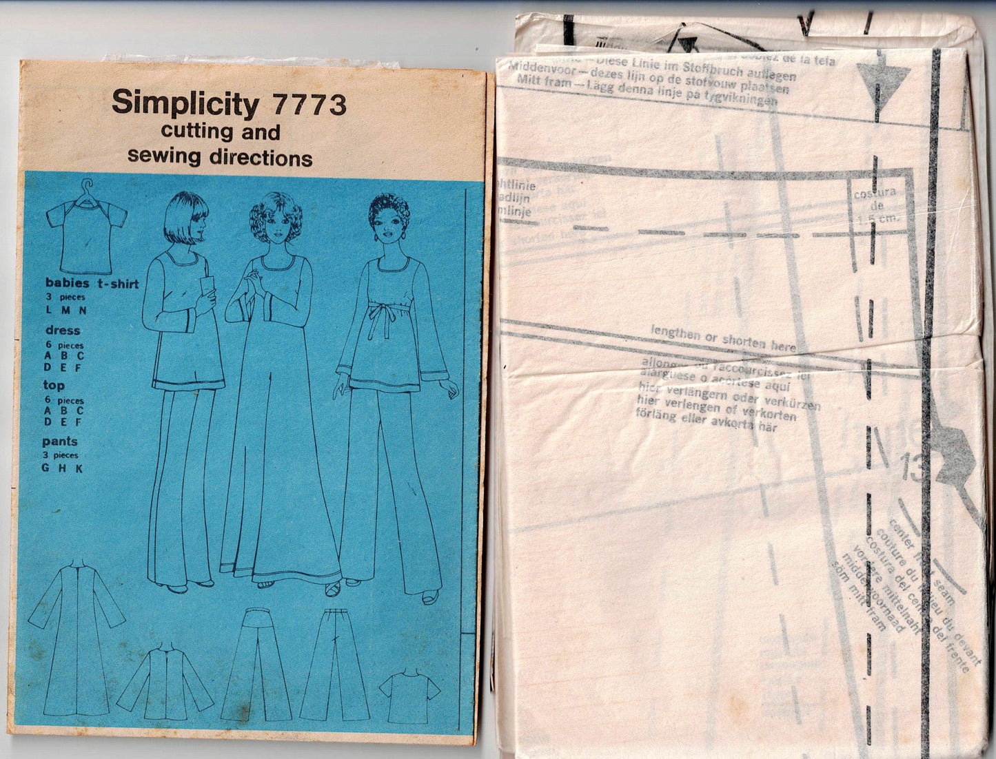 Simplicity 7773 Maternity Dress Top & Pants + Bonus Baby T Shirt 1970s Vintage Sewing Pattern Size 14 Bust 36 Inches UNCUT Factory Folded