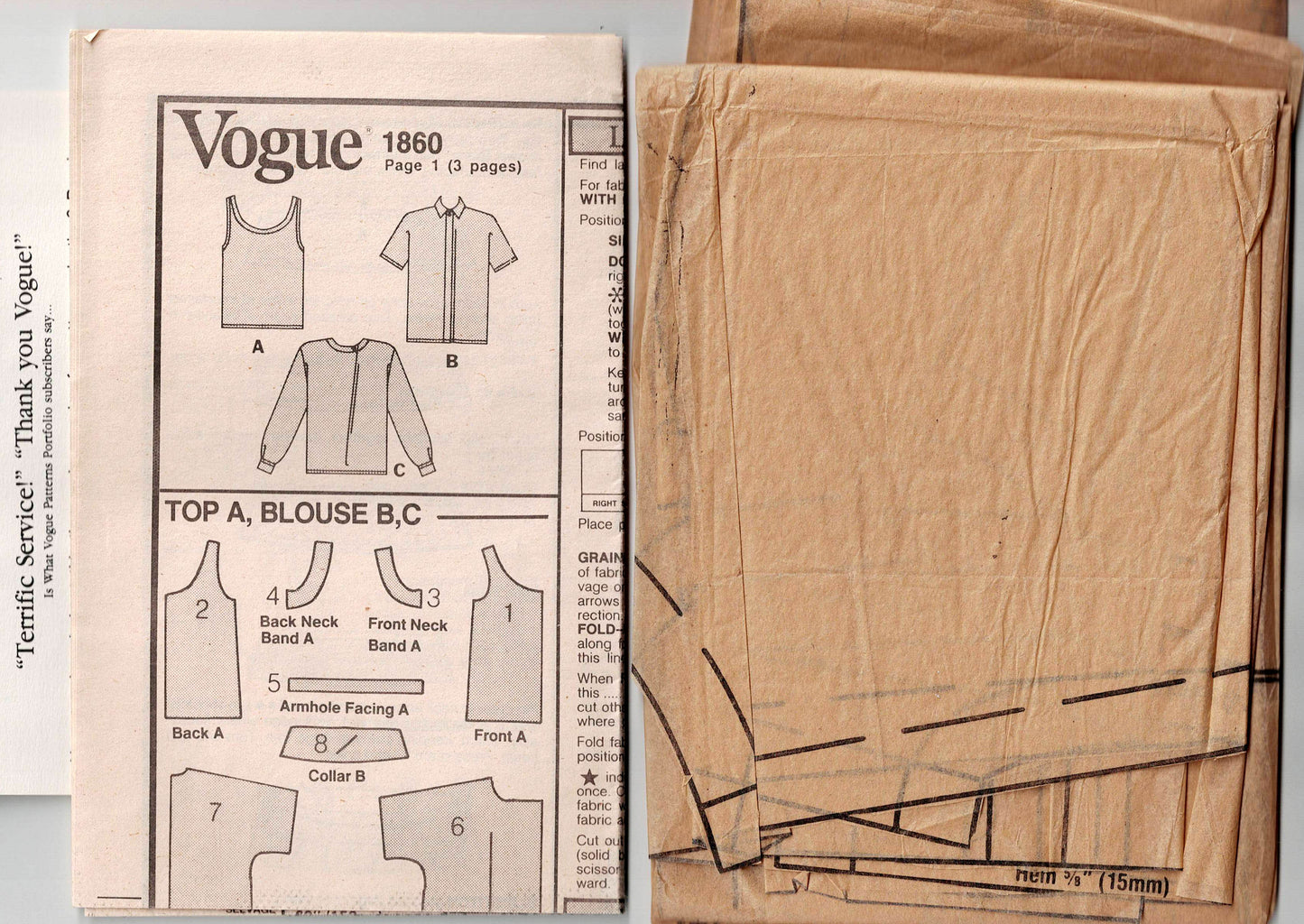 Vogue American Designer 1860 CALVIN KLEIN Womens Sleeveless Top & Blouses 1980s Vintage Sewing Pattern Size 14 Bust 36 inches