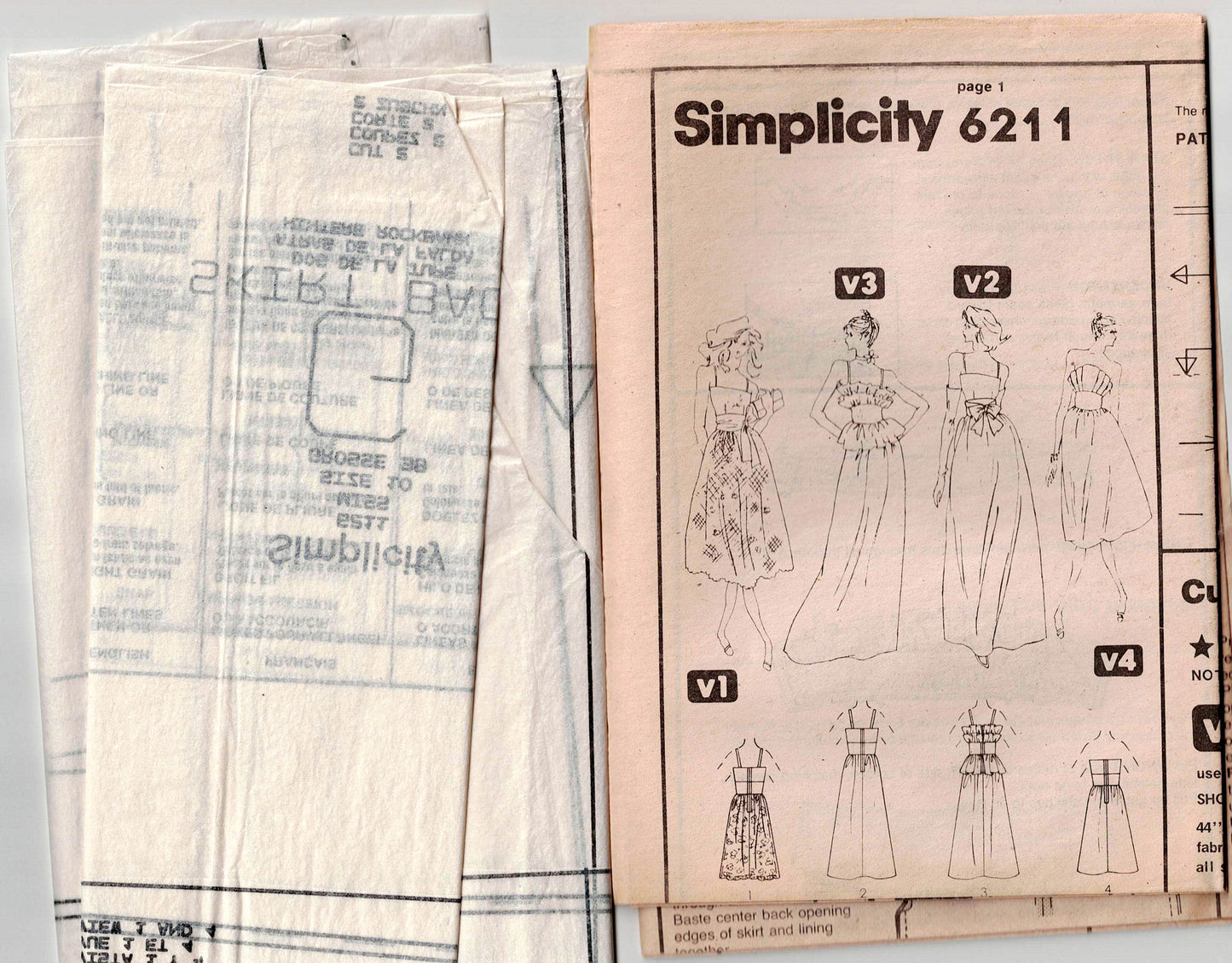 Simplicity 6211 Womens Full Skirt Ruffled Evening Dress & Sash 1980s Vintage Sewing Pattern Size 10 Bust 32.5 Inches