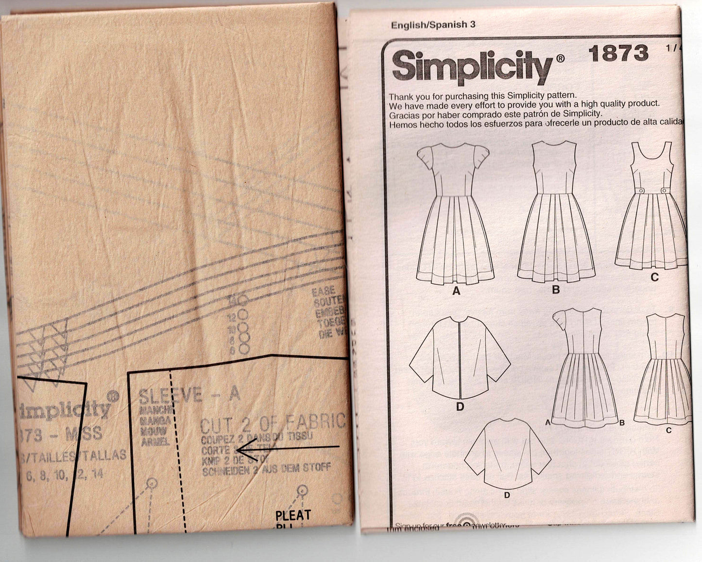 Simplicity 1873 CYNTHIA ROWLEY Womens Full Skirt Dress & Jacket Out Of Print Sewing Pattern Size 6 - 14 UNCUT Factory Folded