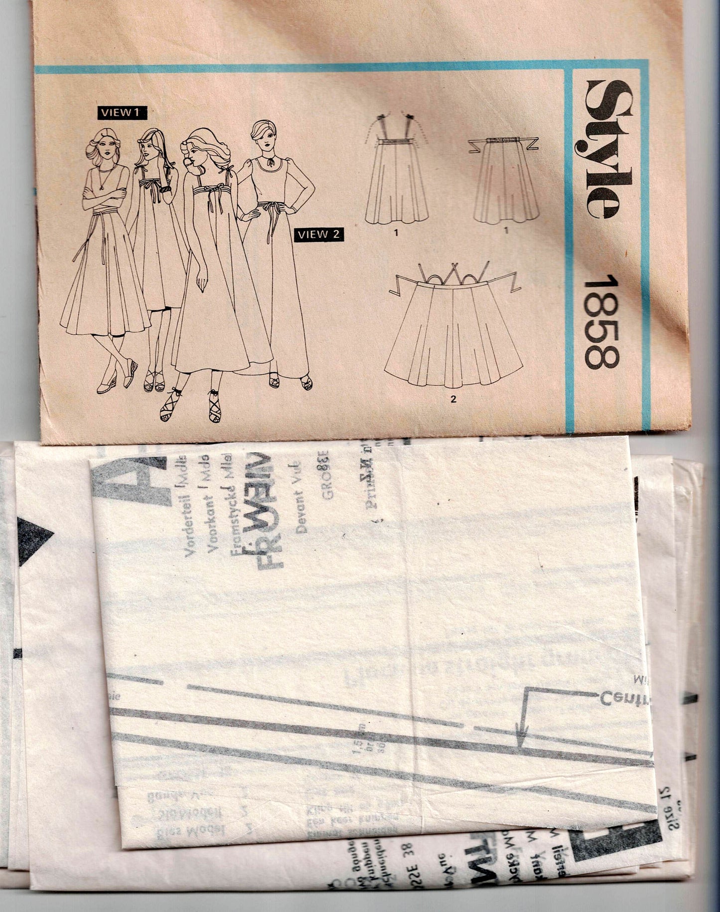 Style 1858 Womens Wrap Beach Dress or Skirt 1970s Vintage Sewing Pattern Size 12 Bust 34 Inches