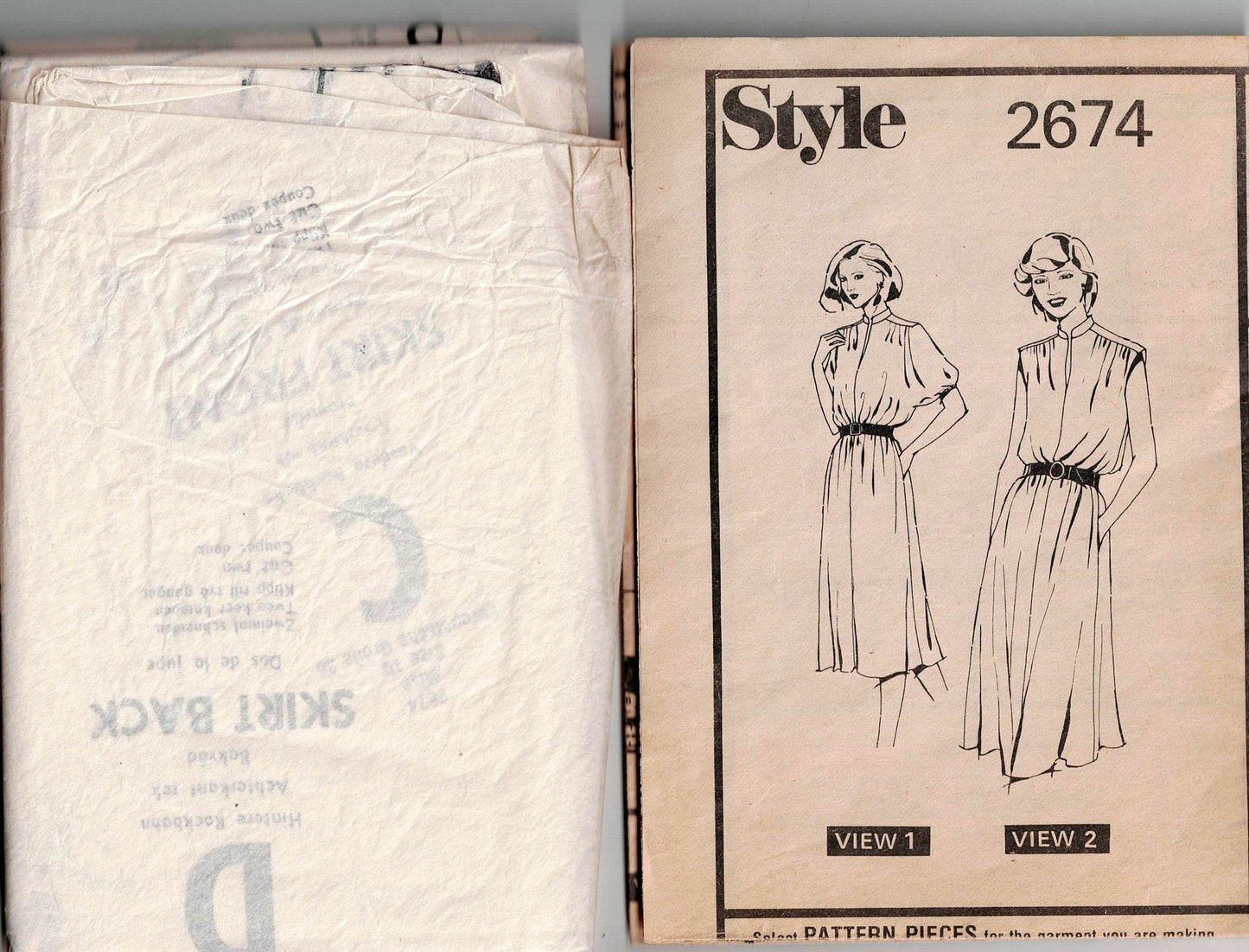 Style 2674 Womens Gathered Shoulder Blouson Dress 1970s Vintage Sewing Pattern Size 10 Bust 32.5 inches