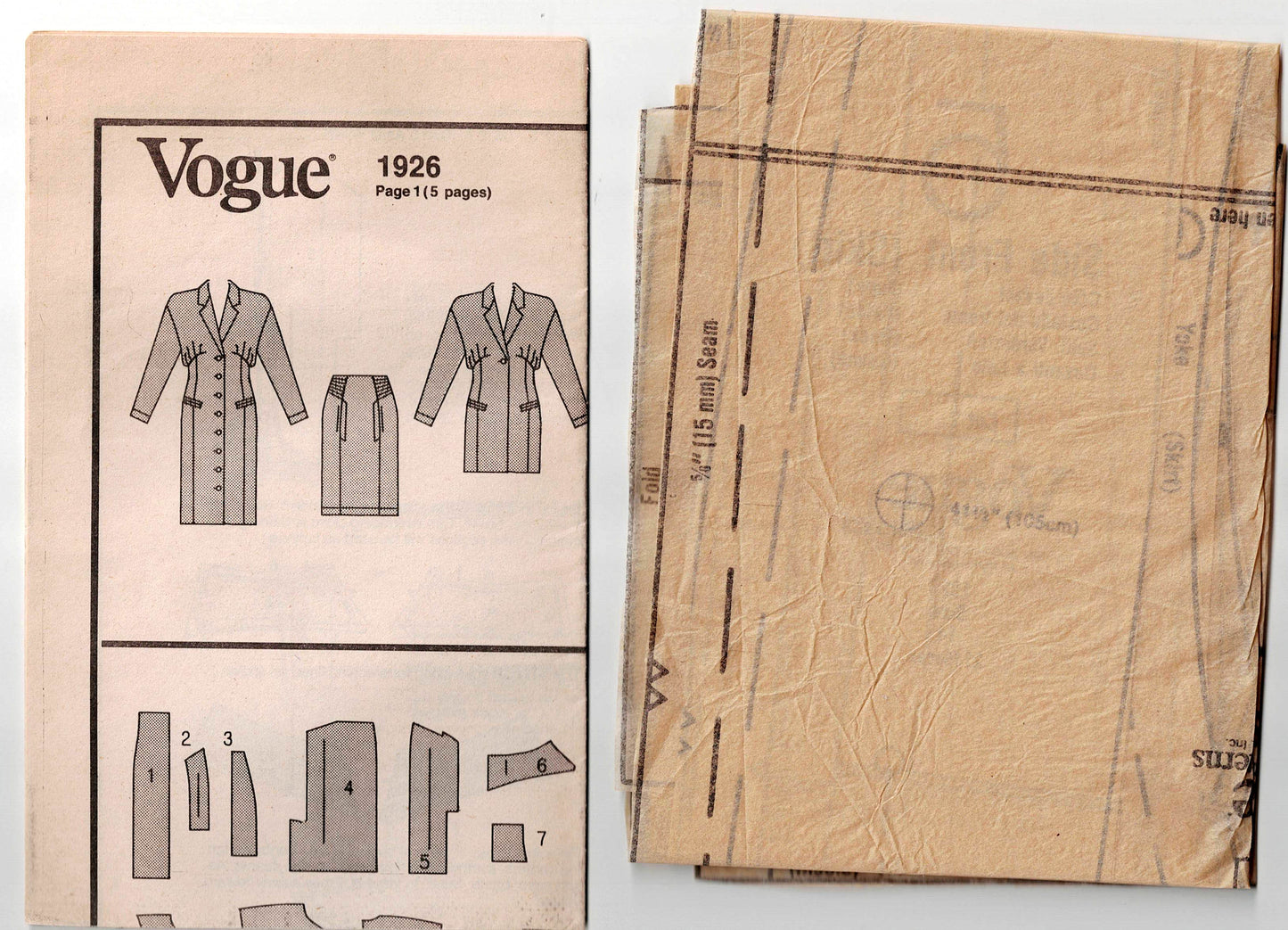 Vogue Individualist 1926 MONTANA Womens Jacket Dress & Skirt 1980s Vintage Sewing Pattern Size 14 Bust 36 Inches