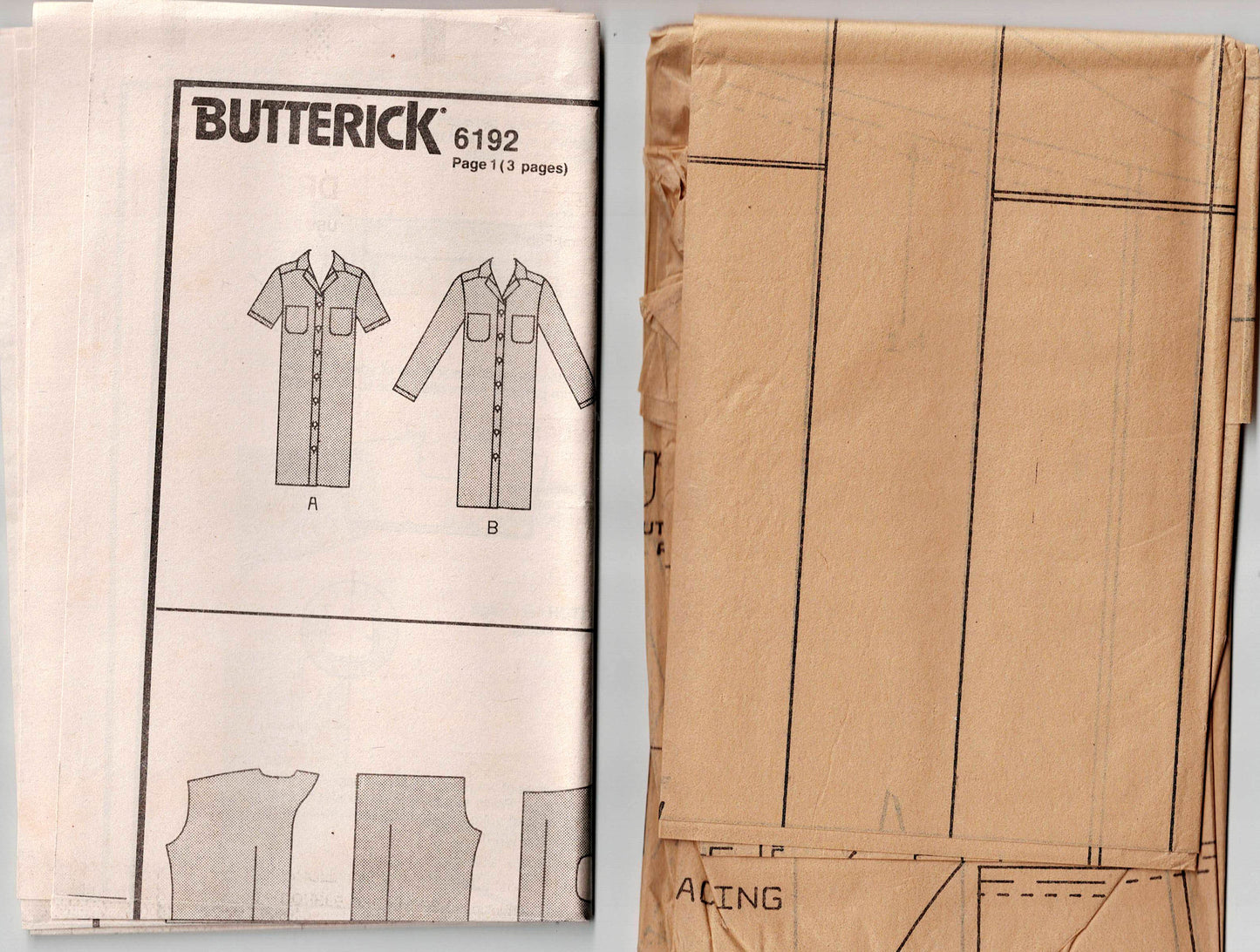 Butterick 6192 Womens Front or Back Buttoned Shirtdress 1980s Vintage Sewing Pattern Sizes 12 - 16 UNCUT Factory Folded