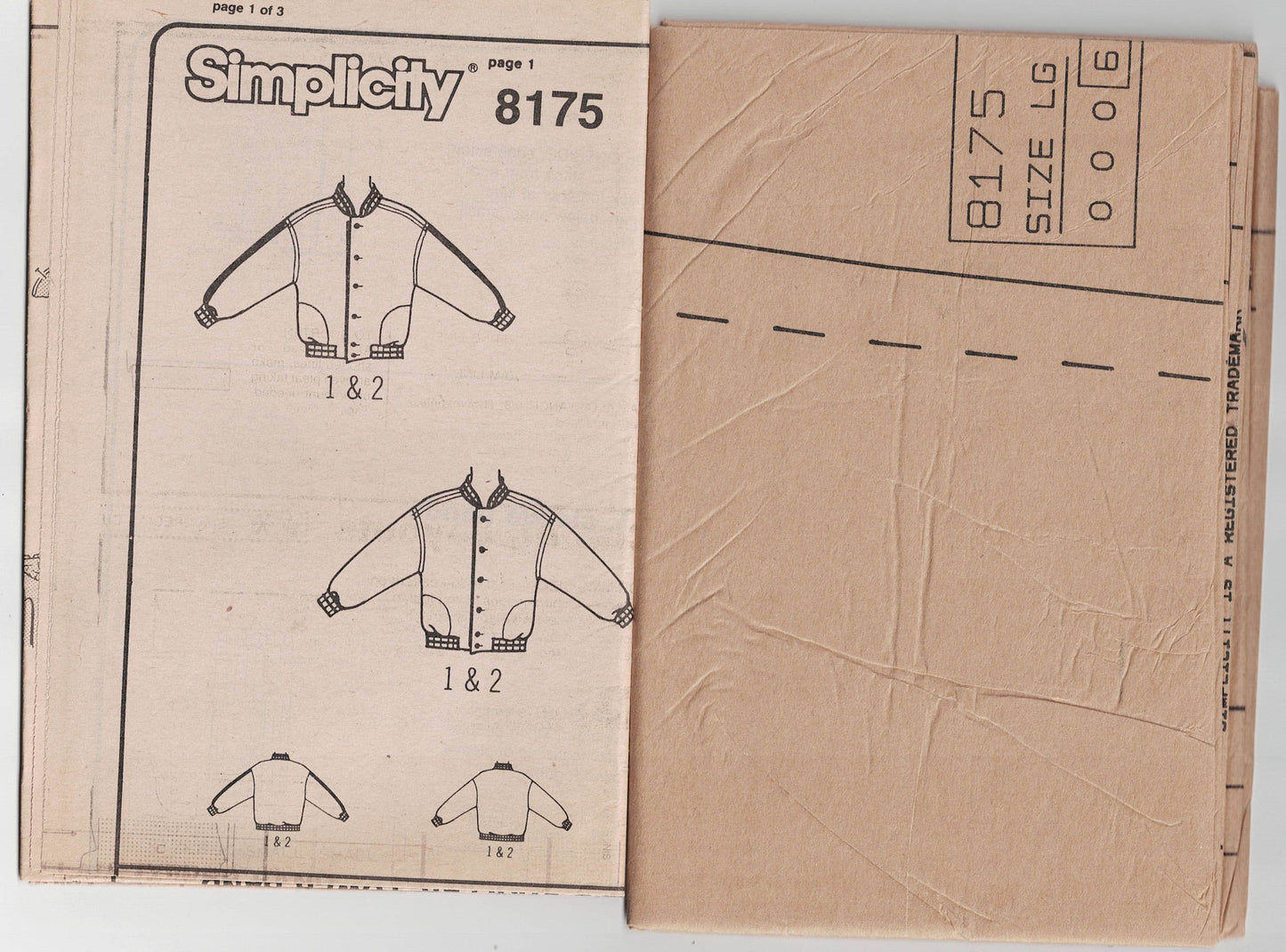 Simplicity 8175 Mens Womens Teens Baseball or Bomber Jacket 1980s Vintage Sewing Pattern Size LARGE UNCUT Factory Folded