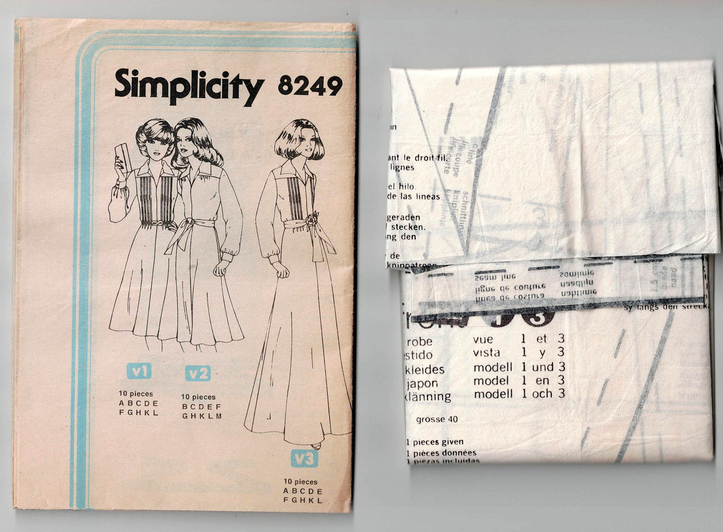 Simplicity 8249 Womens Pin Tucked Dress or Maxi 1970s Vintage Sewing Pattern Size 14 Bust 36 inches