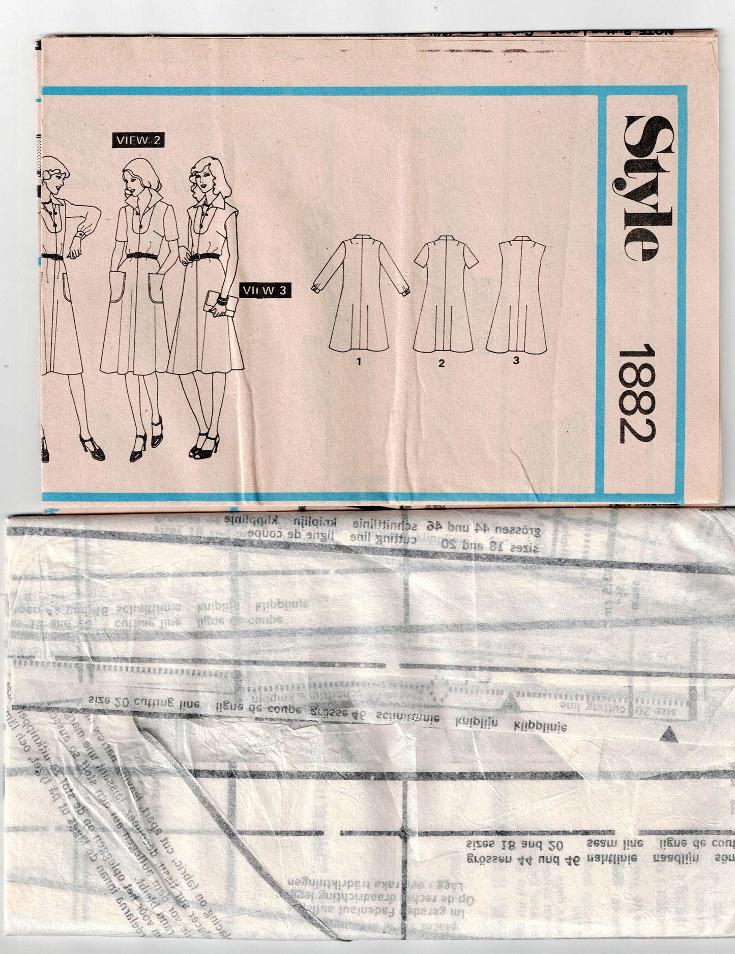 Style 1882 Womens EASY Pullover Dress 1970s Vintage Sewing Pattern Size 18 & 20