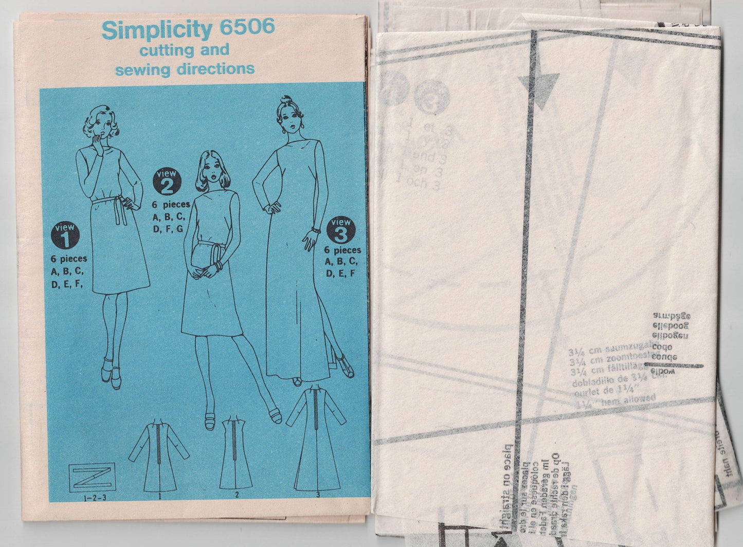 Simplicity 6506 Womens JIFFY Bateau Neck Dress 1970s Vintage Sewing Pattern Size 10 Bust 32.5 inches