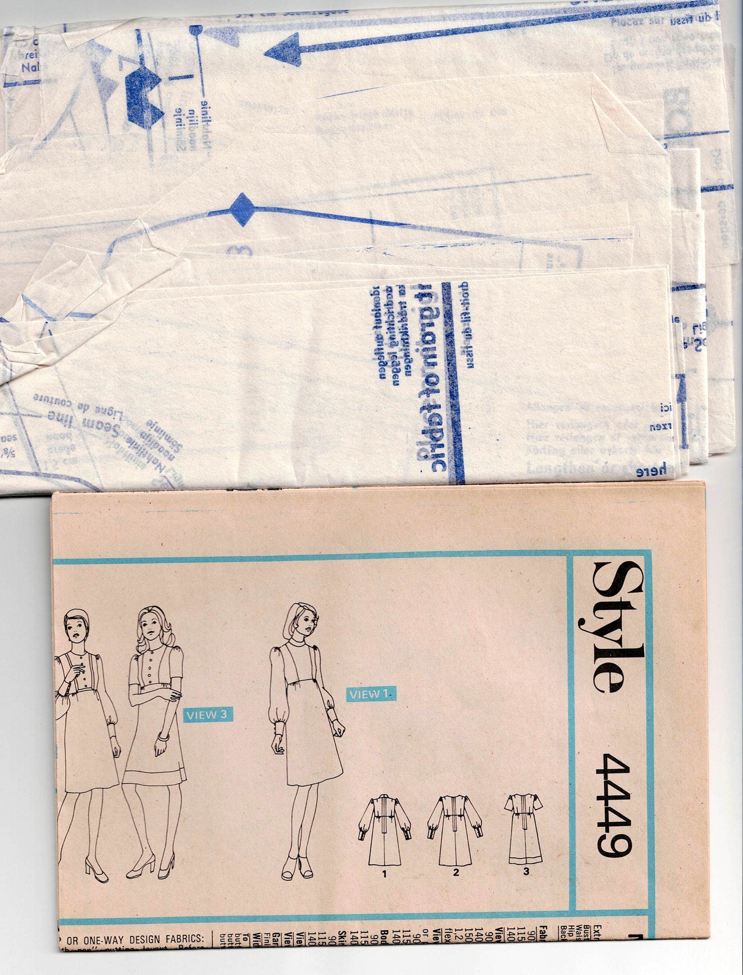 Style 4449 Misses Petite Empire Waist Dress 1970s Vintage Sewing Pattern Size 12 MP Bust 34 inches