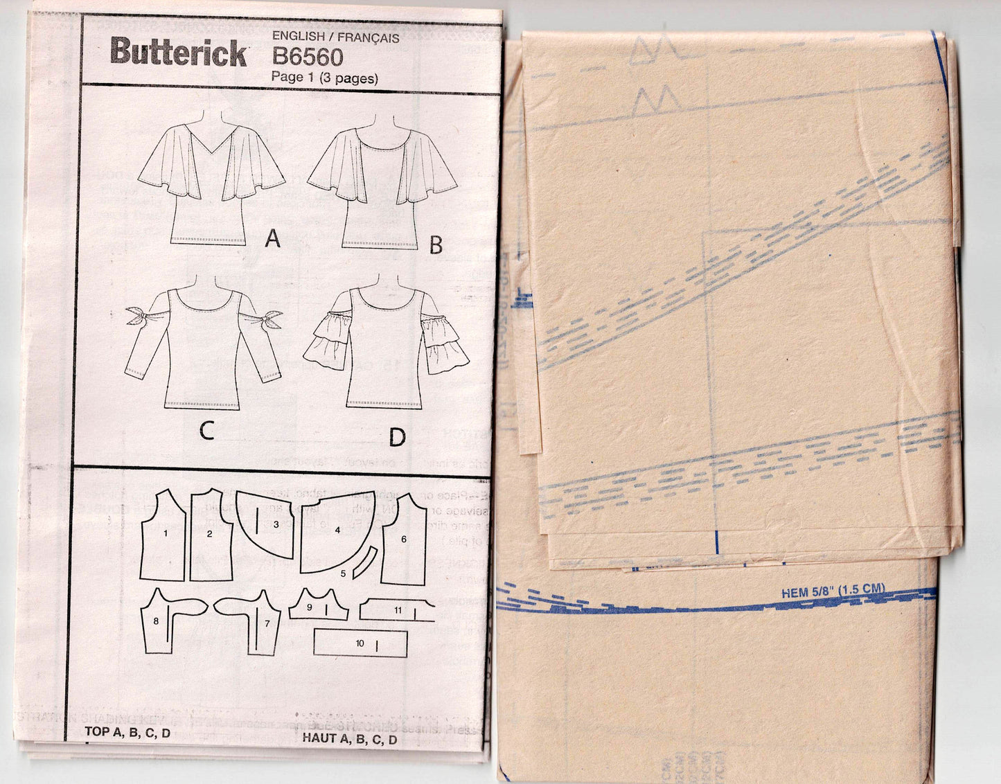 Butterick 6560 Womens Stretch Cold Shoulder Tops Out Of Print Sewing Pattern Sizes 14 - 22 UNCUT Factory Folded