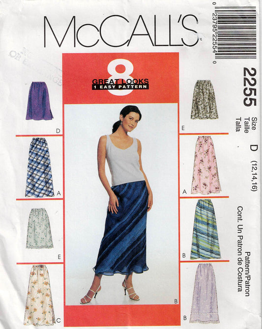 McCall's 2255 Womens EASY Pull On Skirts 1990s Vintage Sewing Pattern Size 12 - 16 UNCUT Factory Folded