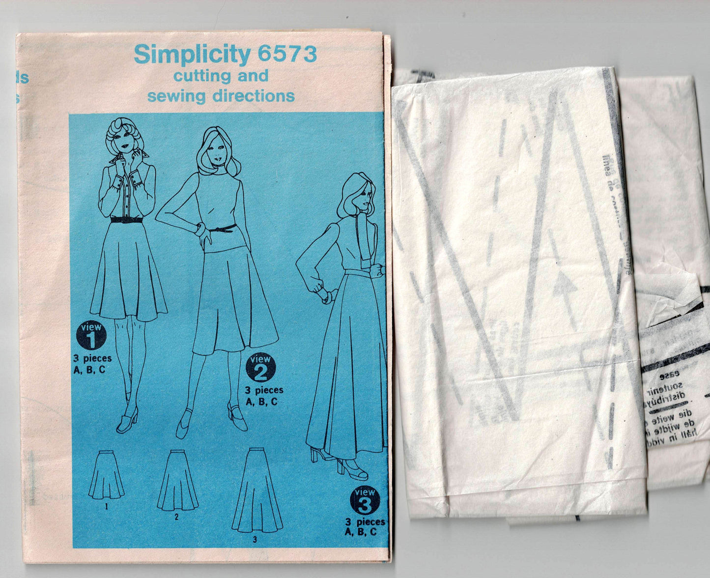 Simplicity 6573 Womens Flared Bias Maxi & Midi Skirts 1970s Vintage Sewing Pattern Size 12 Waist 26.5 Inches