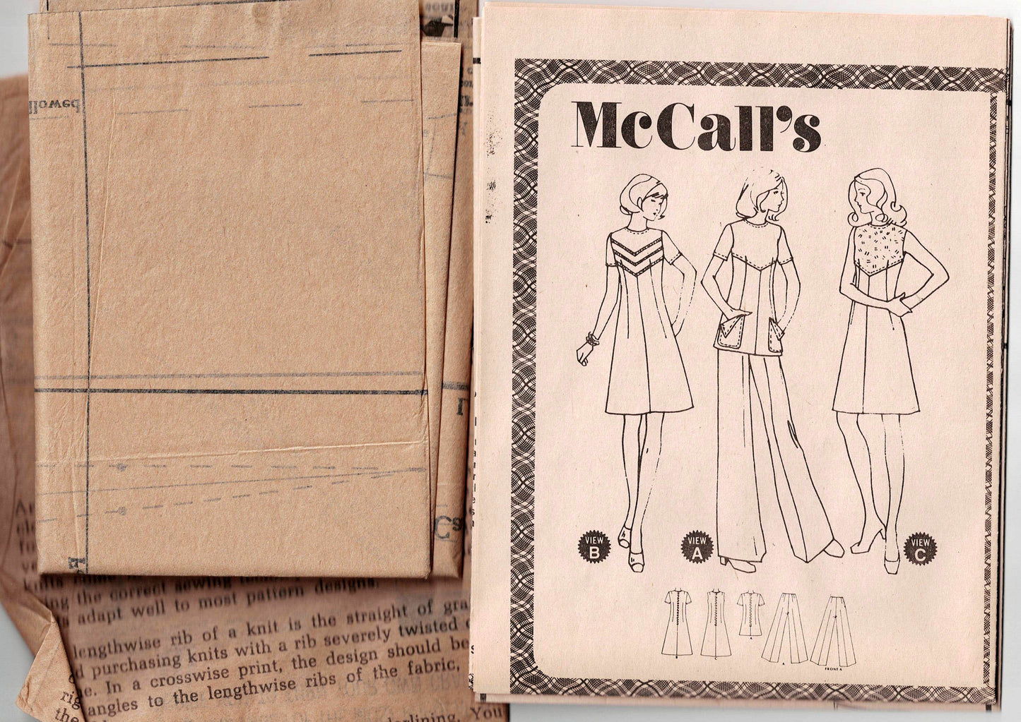 McCall's 3557 Womens Half Sized Dress Tunic & Flared Leg Pants 1970s Vintage Sewing Pattern Size 14 1/2 Bust 37 inches