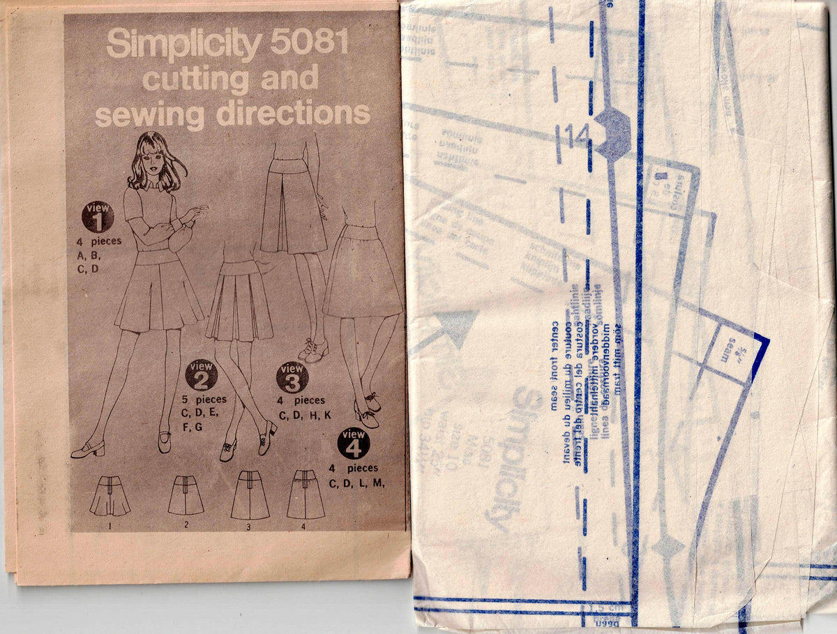 Mini Simplicity Simplicity 5081 Womens Yoked Mini Skirts 1970s Vintage Paper Sewing Pa ...
