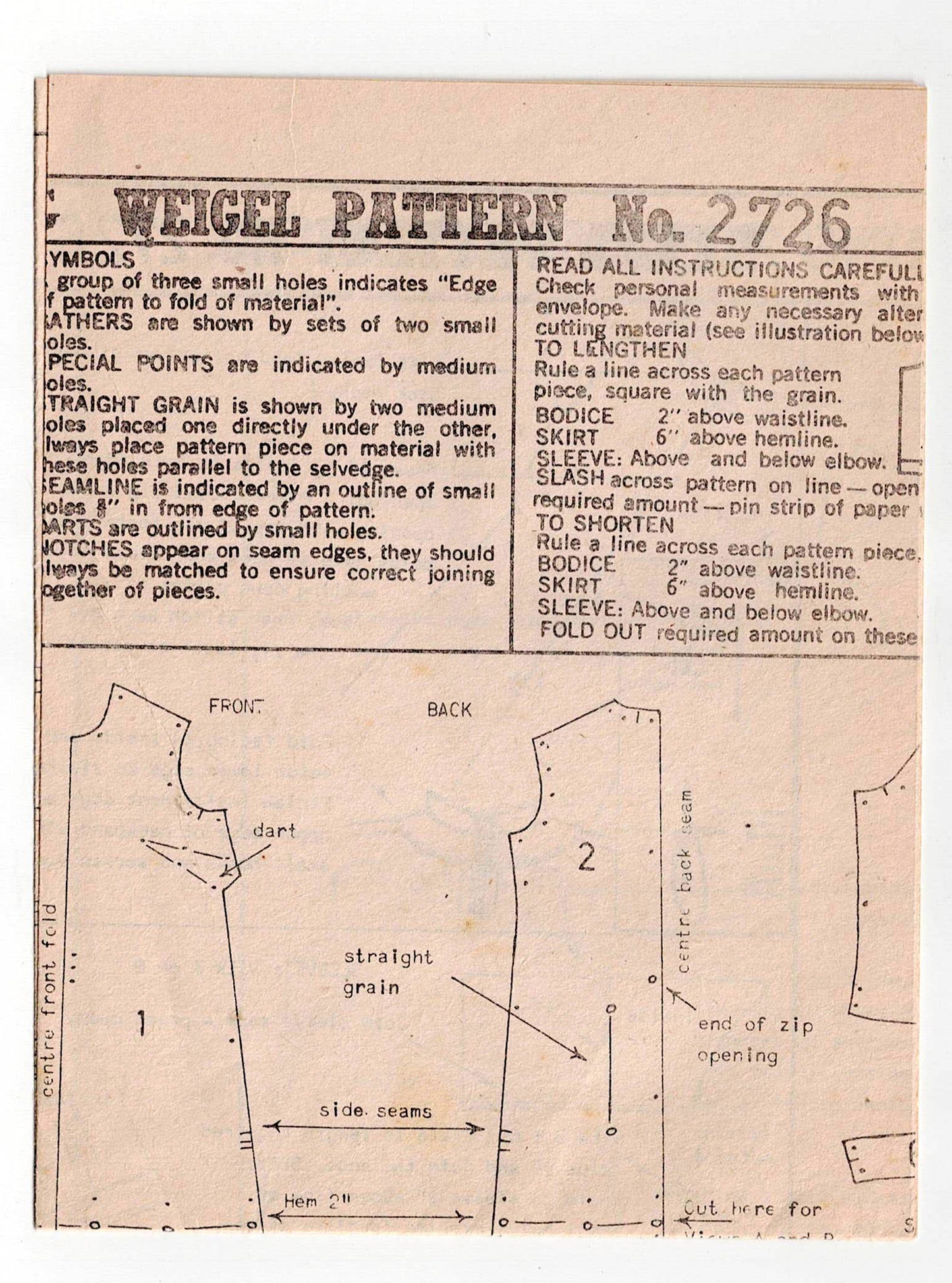 Patrón de costura vintage de los años 60 para vestido recto clásico y sombrero tipo pastillero para mujer de Weigel 2726, busto de 36 pulgadas