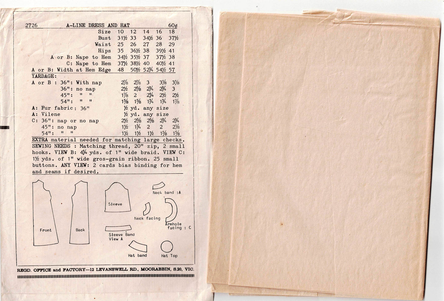 Weigel's 2726 Womens Classic Shift Dress & Pillbox Hat 1960s Vintage Sewing Pattern Bust 34.5 Inches UNUSED Factory Folded