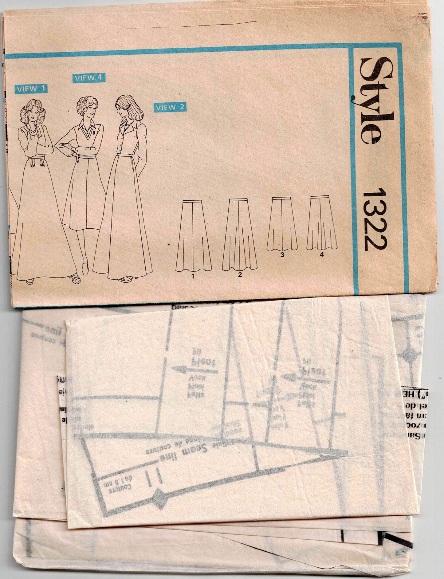 Style 1322 Womens Classic A Line & Maxi Skirts 1970s Vintage Sewing Pattern Size 14 Waist 28 Inches