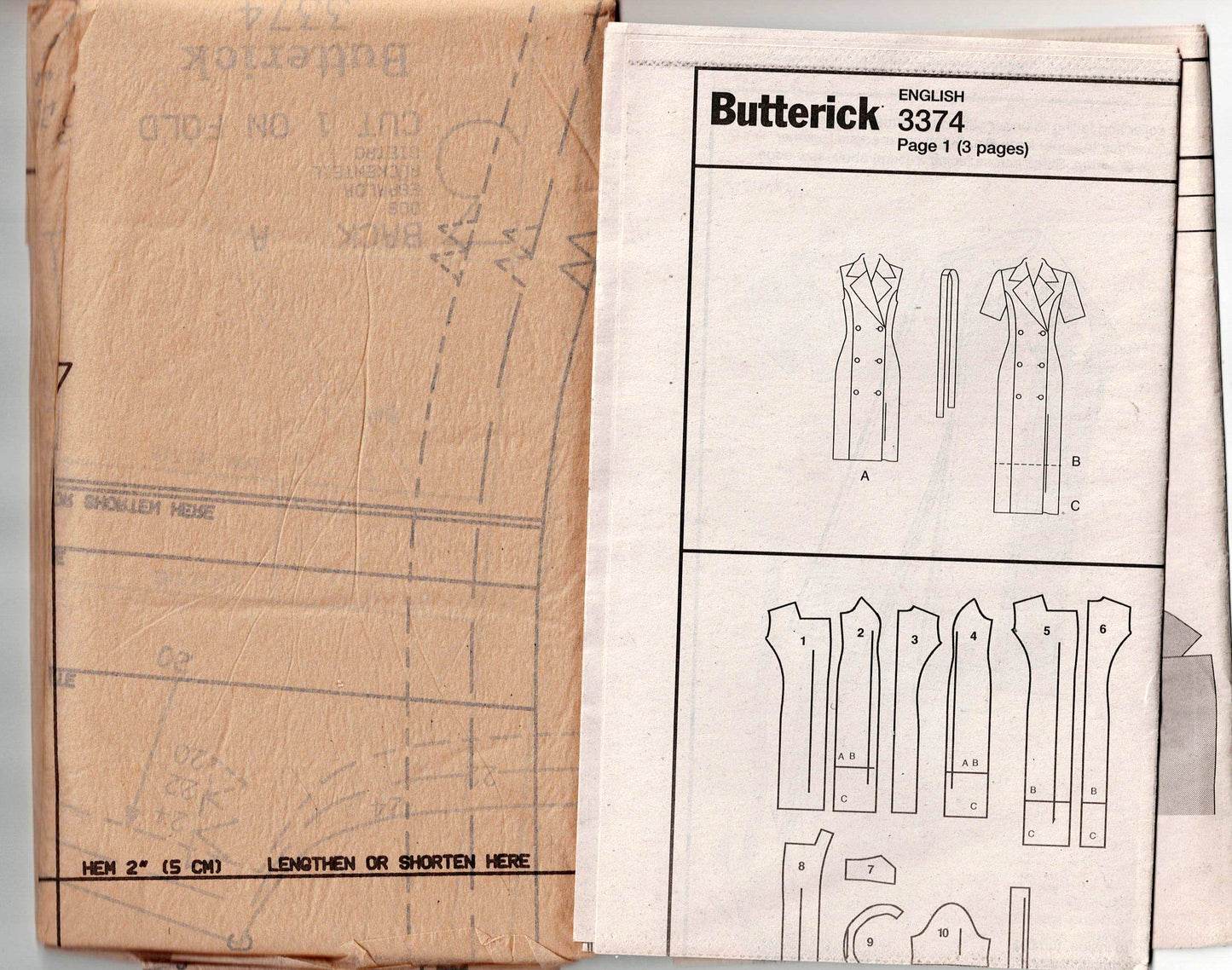 Butterick 3374 Womens Double Breasted Princess Coatdress Out Of Print Sewing Pattern Size 20 - 24 UNCUT Factory Folded