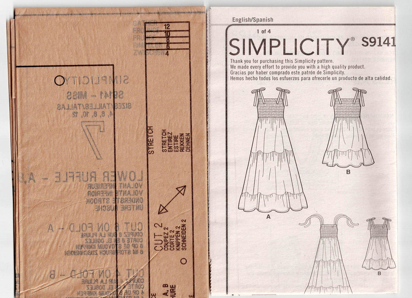 Simplicity 9141 CYNTHIA ROWLEY Womens Shirred Bodice Tiered Skirt Mini Dress or Sundress Out Of Print Sewing Pattern Size 4 - 12 UNCUT Factory Folded