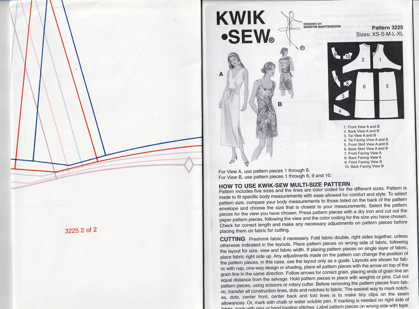 Kwik Sew 3225 Womens Sundress with Waist Ties Out Of Print Sewing Pattern Size XS - XL UNCUT Factory Folded