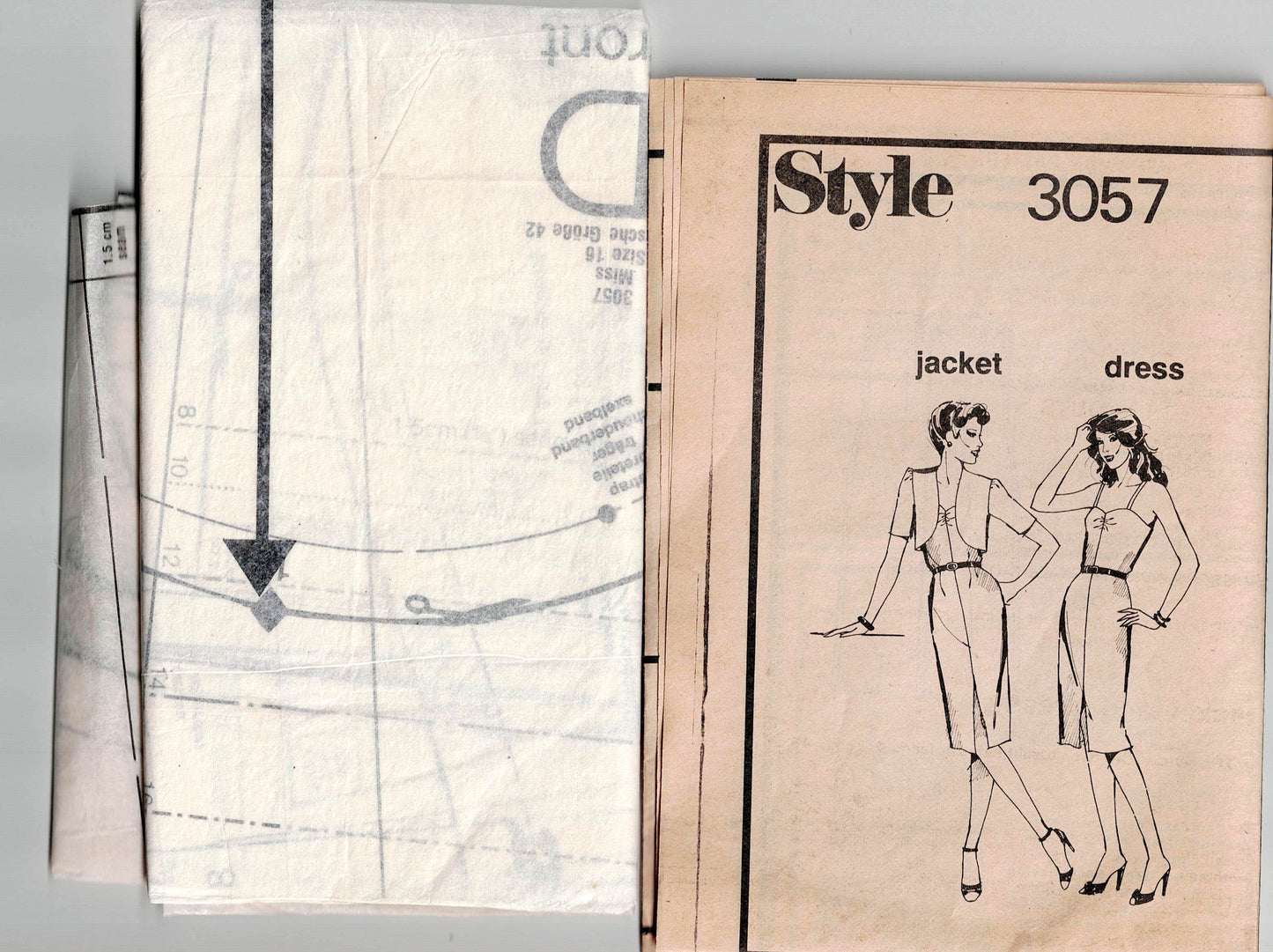 Style 3057 Womens Slim Sundress & Bolero Jacket 1980s Vintage Sewing Pattern Size 16 Bust 38 inches