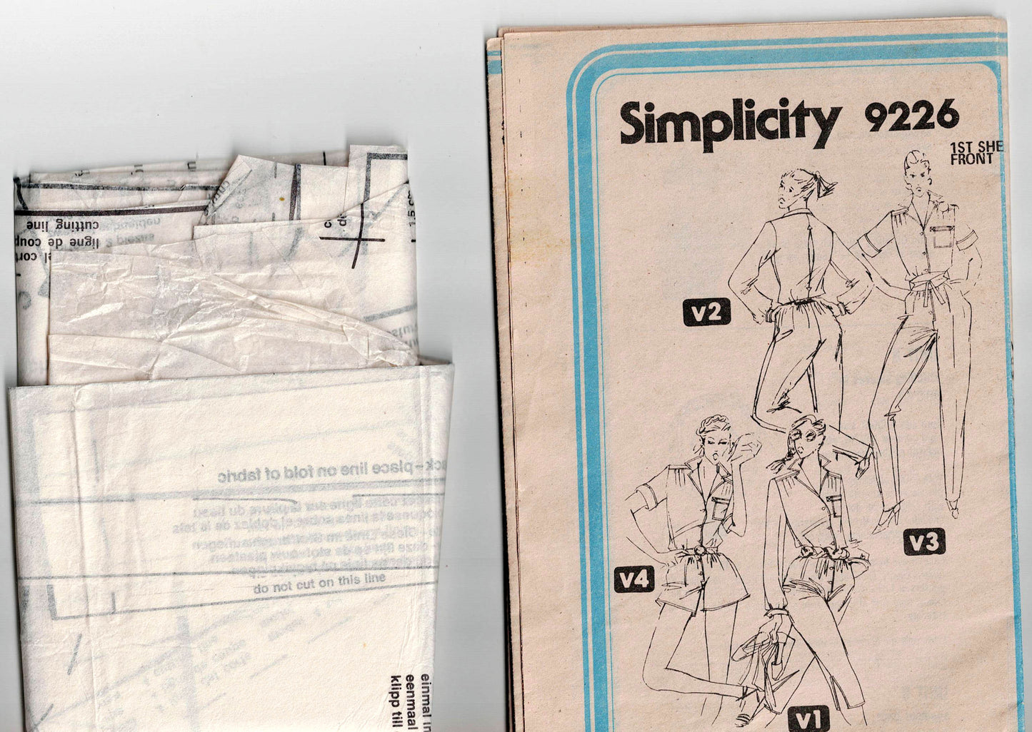 Simplicity 9226 Womens Slim Jumpsuit in 3 Lengths 1970s Vintage Sewing Pattern Size 10 Bust 32.5 inches