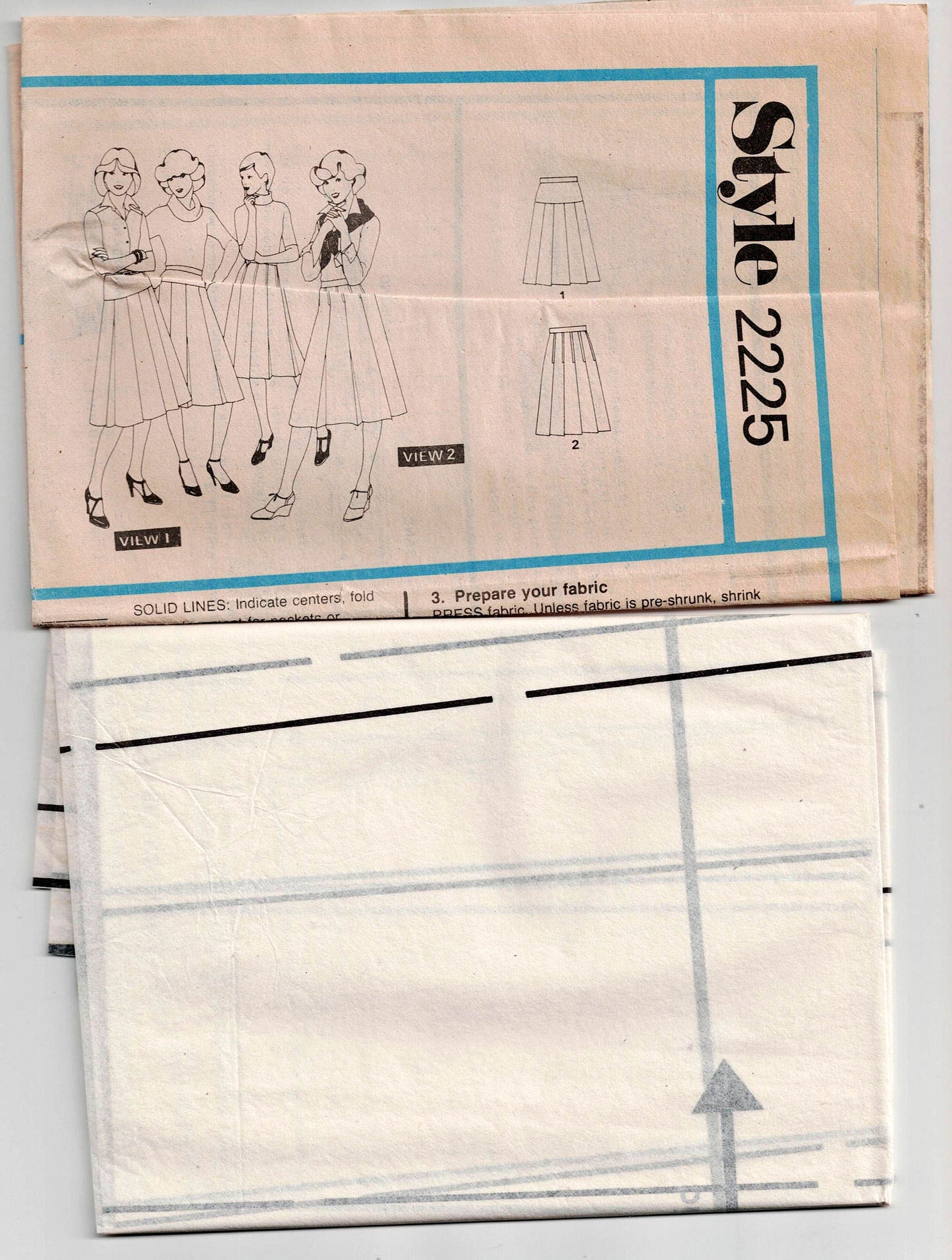 Style 2225 Womens Pleated or Yoked Skirts 1970s Vintage Sewing Pattern Size 12 Waist 26.5 Inches