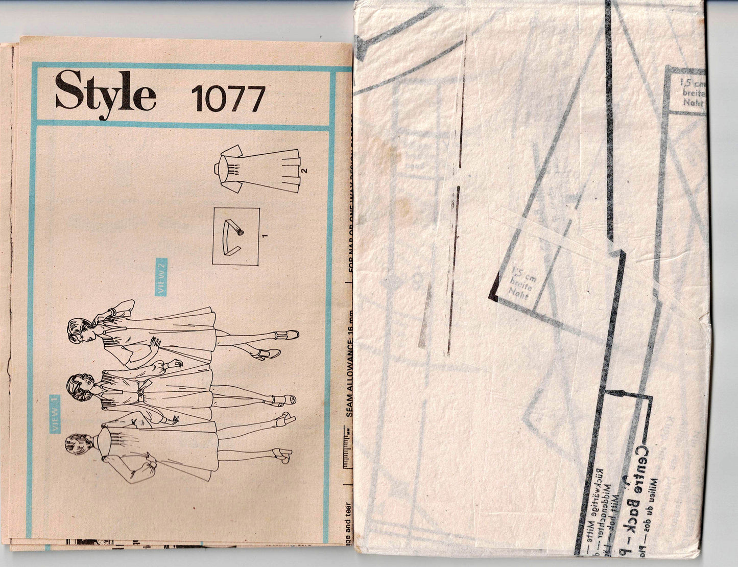 Style 1077 Womens Round Yoked Dress 1970s Vintage Sewing Pattern Size 10 12 or 14