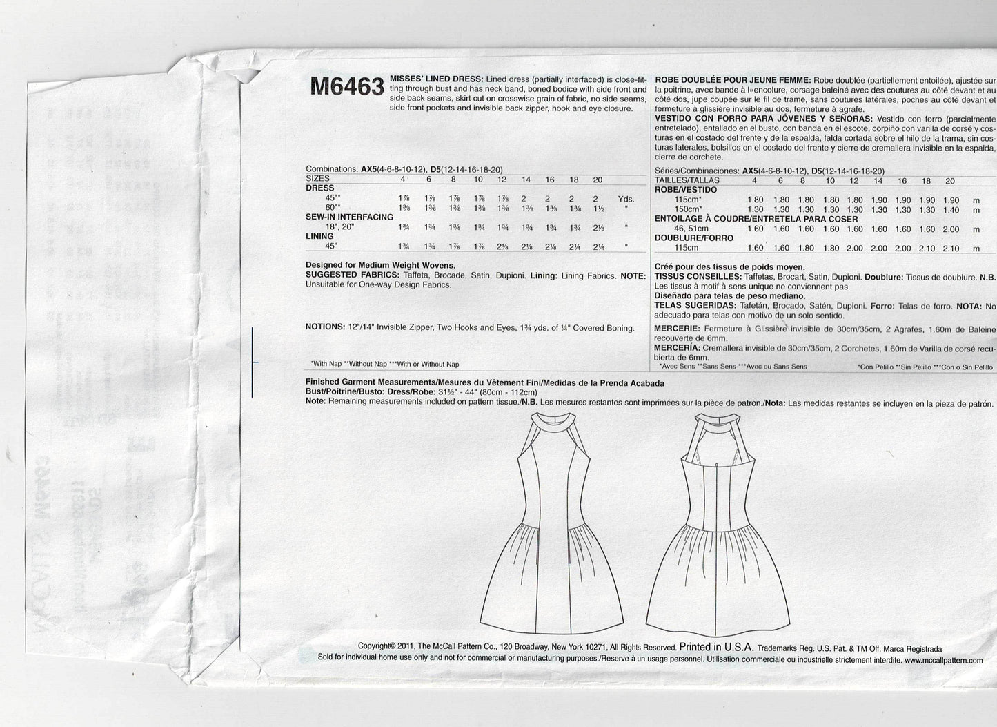 McCall's 6463 Womens STEPHANIE O Side Gathered Evening Prom Formal Dress Out Of Print Sewing Pattern Size 12 - 20 Factory Folded