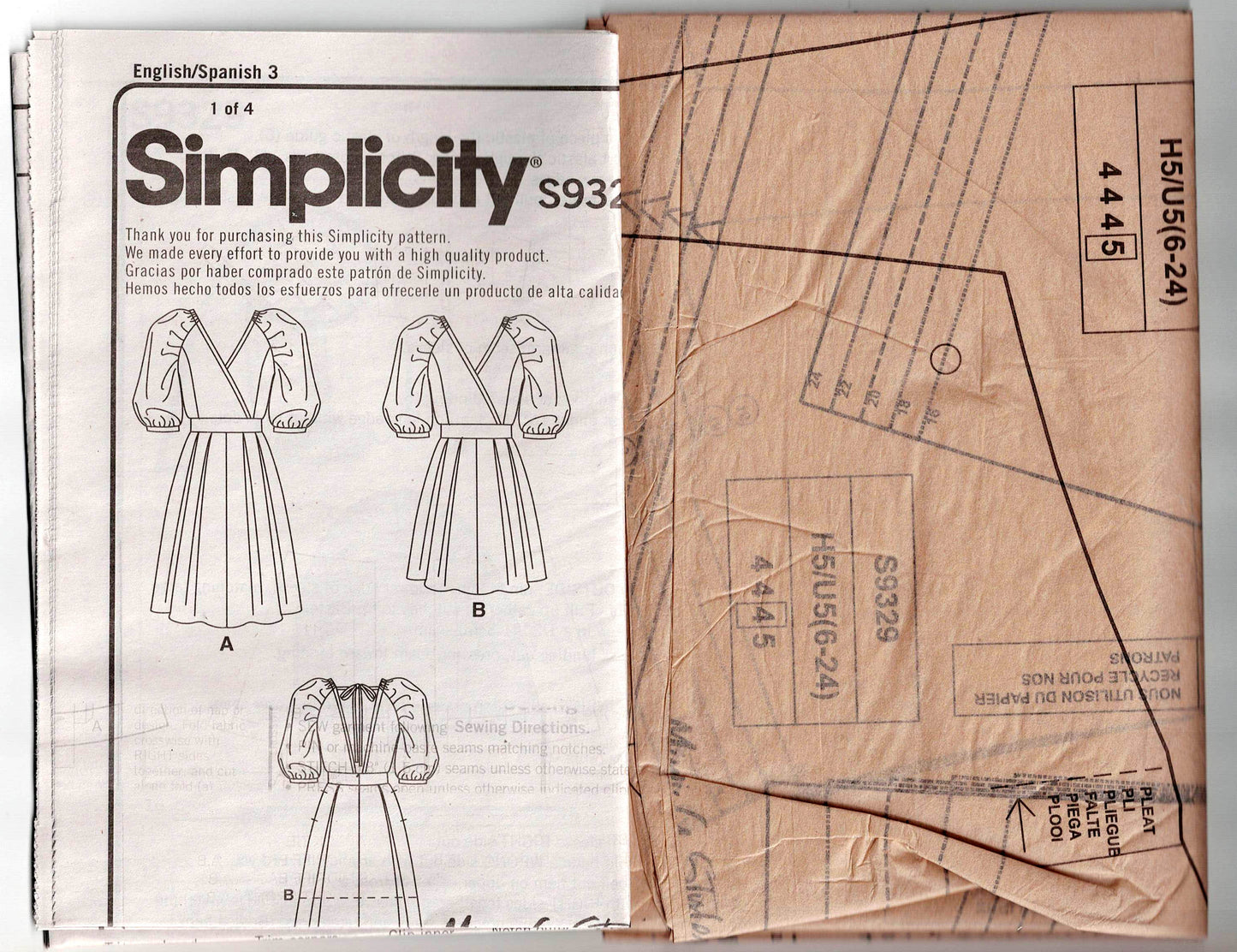 Simplicity 9329 MIMI G DESIGN Womens Puffy Sleeved Dresses Sewing Pattern Size 6 - 24 UNCUT Factory Folded