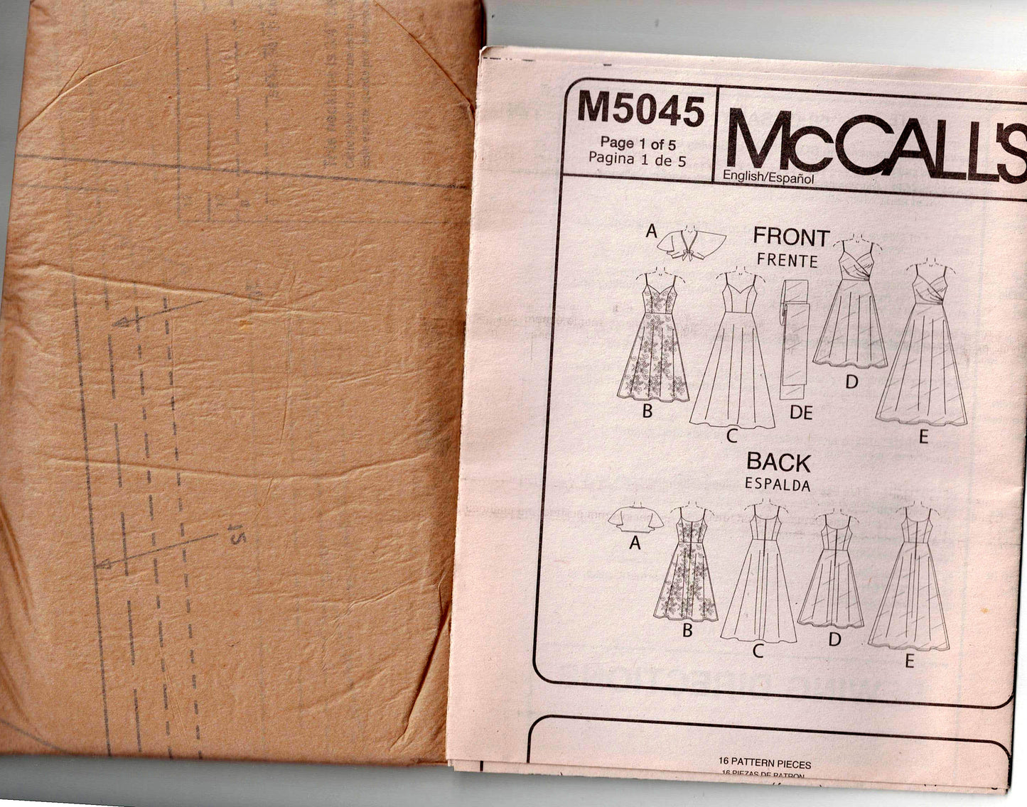 McCall's 5045 EVENING ELEGANCE Womens Surplice Bodice Dress Shrug & Sash Out Of Print Sewing Pattern Sizes 6 - 12 UNCUT Factory Folded