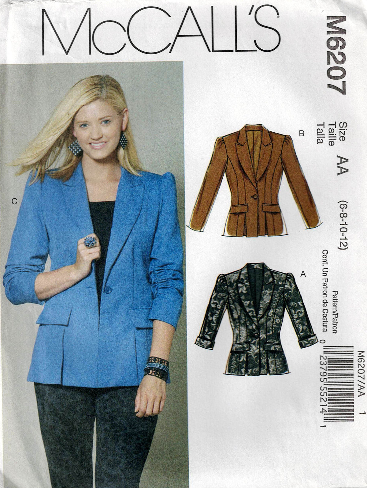 Paper Mccall Patterns McCall's 6207 Womens Lined Jackets Out Of Print Paper Sewing Pattern S ...