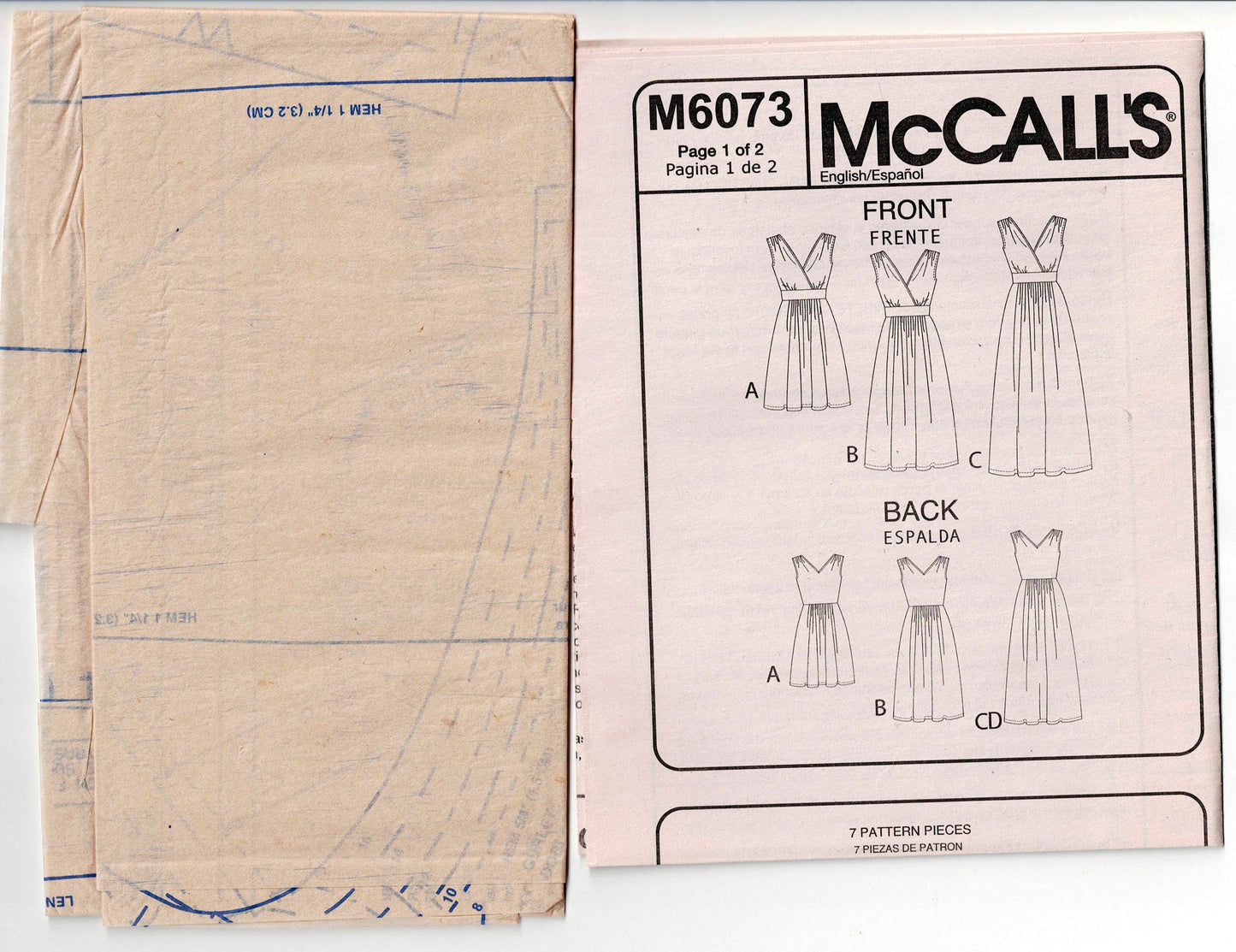 McCall's 6073 Womens EASY Pullover Sundress with Surplice Bodice Sewing Pattern Sizes 8 - 16 UNCUT Factory Folded